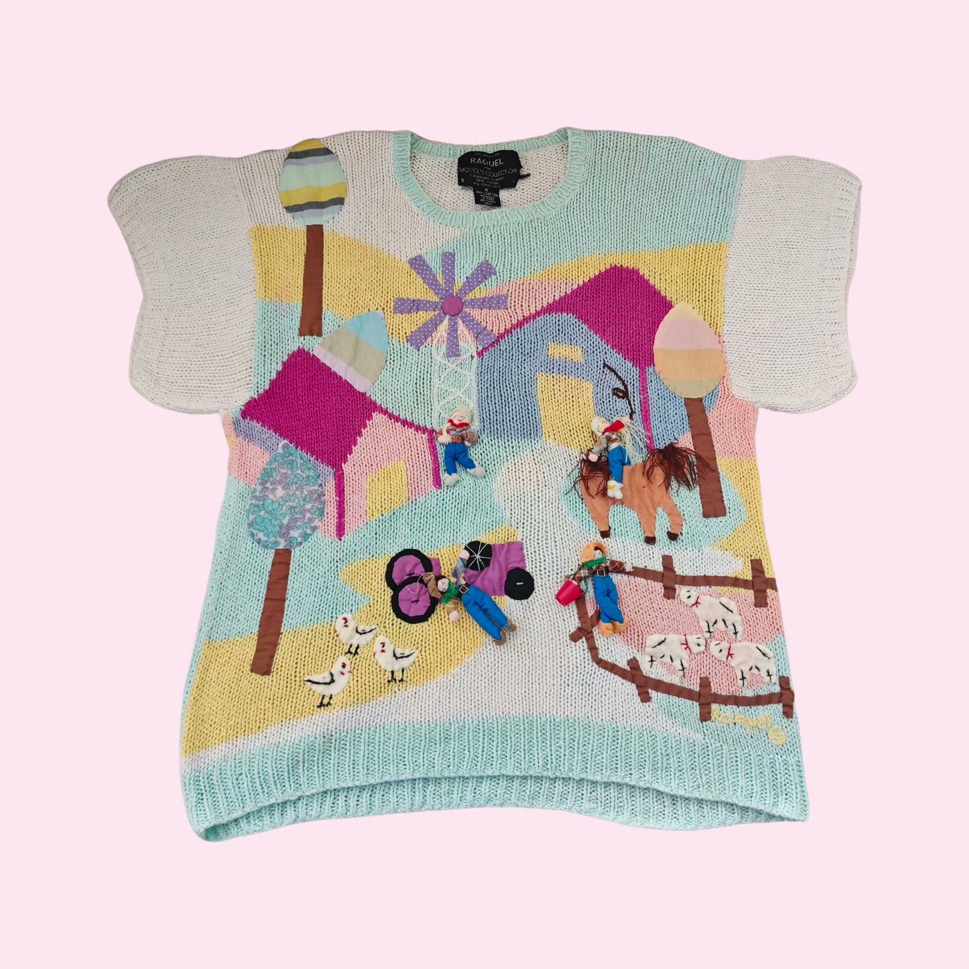 Other Peruvian Hand-Knit Patchwork Short-Sleeve Top Size M / US 6-8 / IT 42-44 - 1 Thumbnail