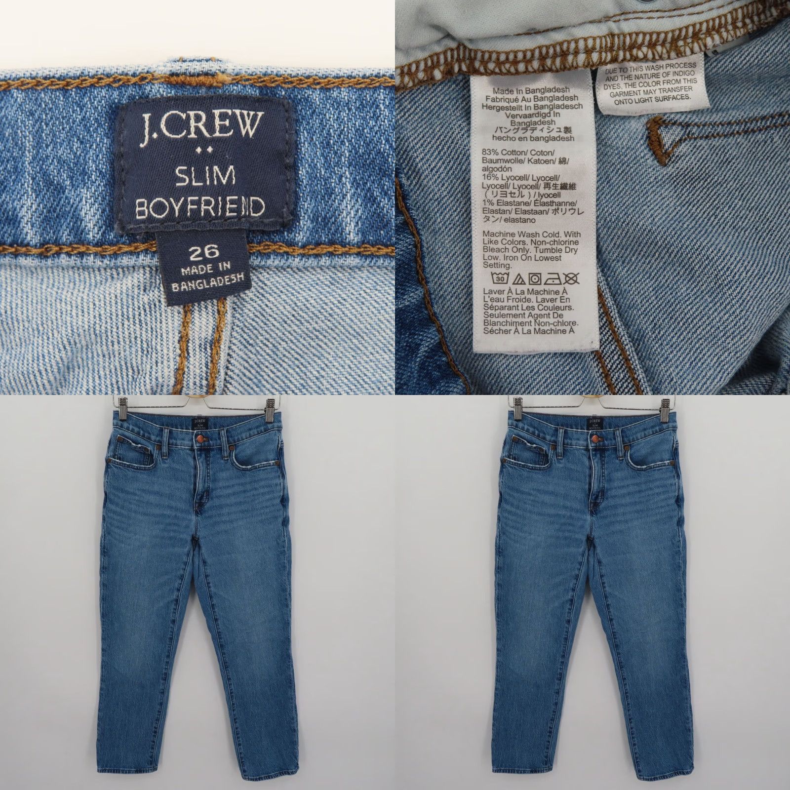 Vintage J Crew Jeans Women 26 Slim Boyfriend Denim Blue Cotton Blend 5-Pocket Pockets Jeans Size 26" / US 2 / IT 38 - 8 Thumbnail