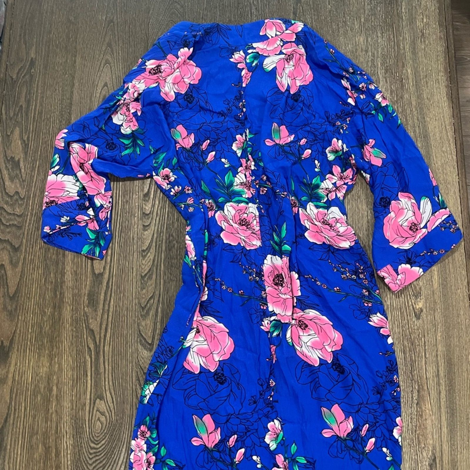 Vintage G.I.L.I. Printed Floral Duster Cardigan Open Front Sz L Size L / US 10 / IT 46 - 7 Thumbnail