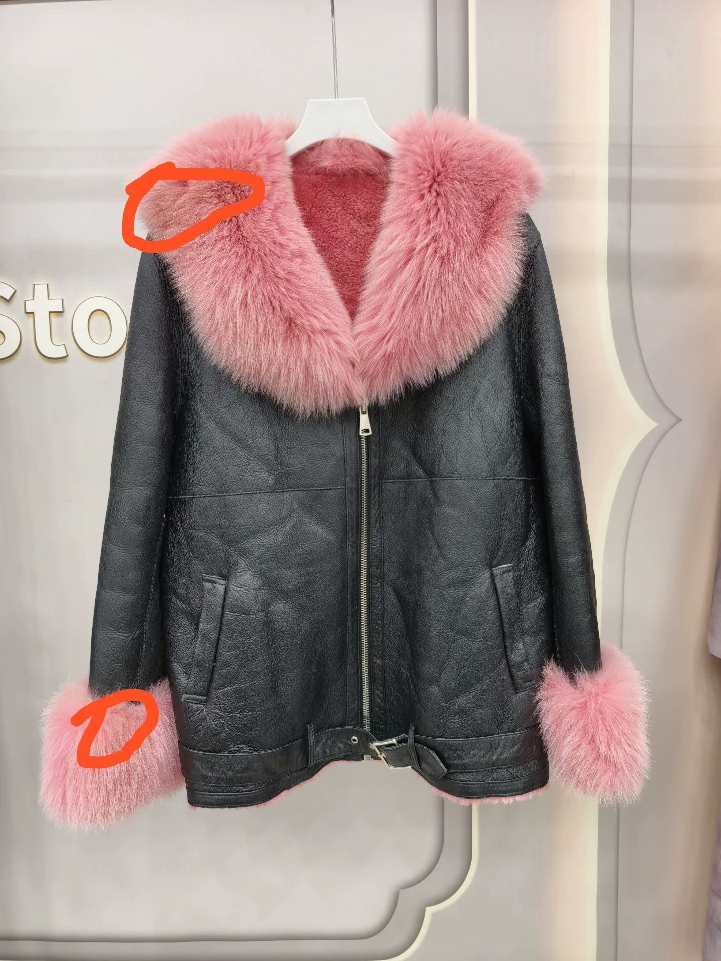 Japanese Brand Black Wool Leather Coat with Fox Fur Trim Size XL / US 12-14 / IT 48-50 - 1 Thumbnail
