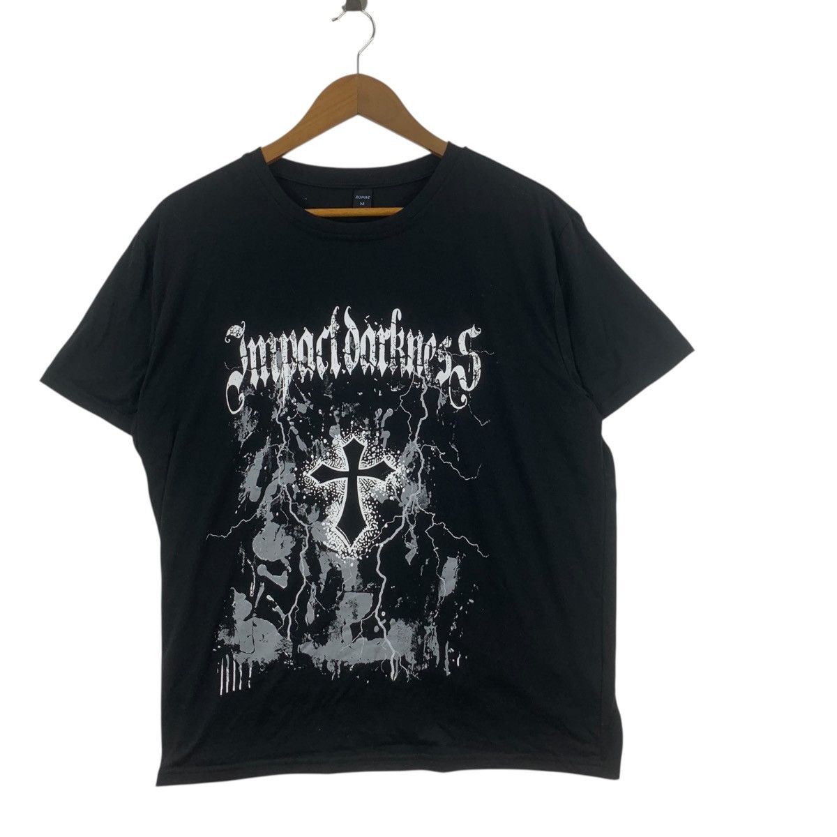 Other ROMWE IMPACT DARKNESS Cross Logo Band Tee Shirt Top Size L / US 10 / IT 46 - 3 Thumbnail