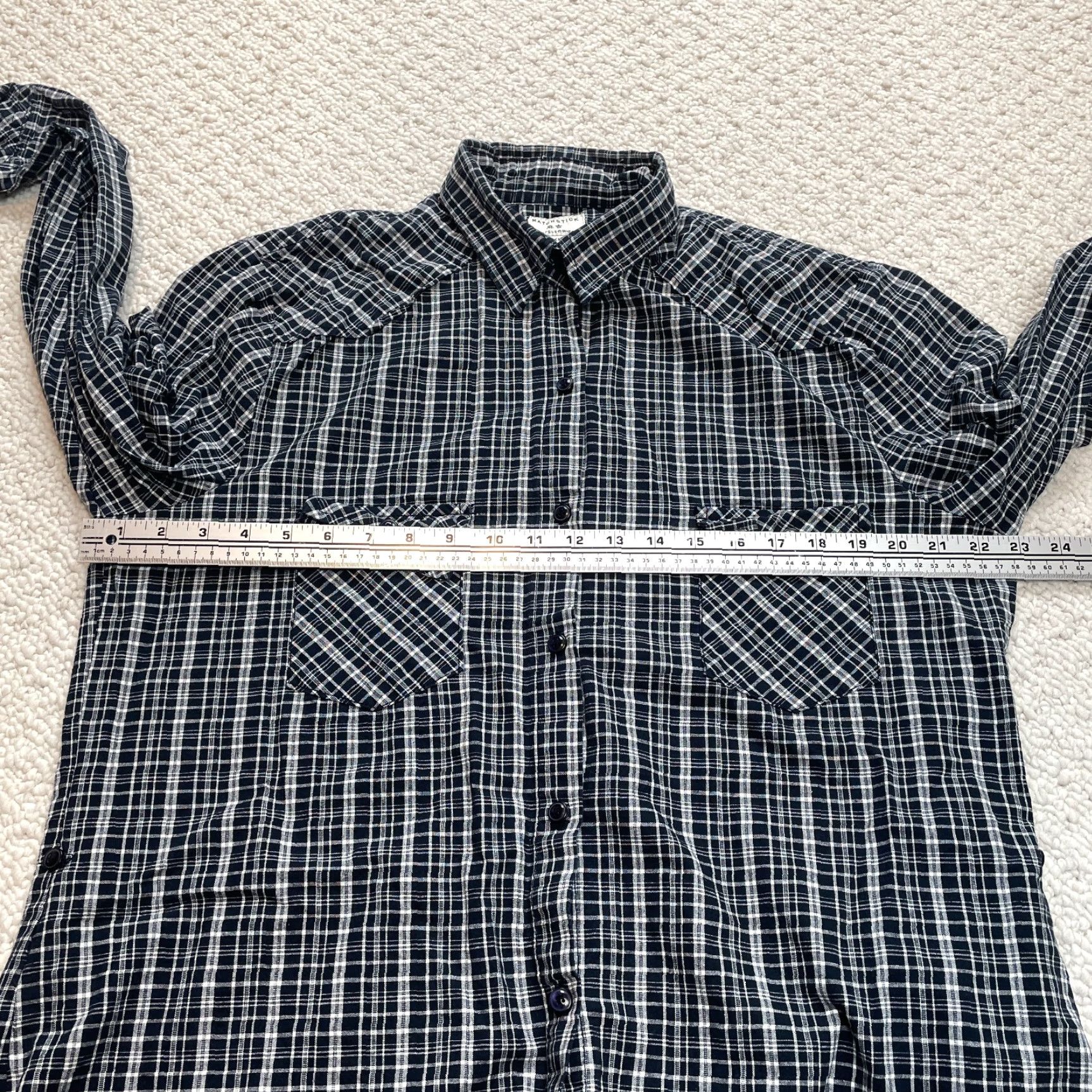 Vintage VINTAGE Matchstick Shirt Plaid Button Up XL Mens Blue White Long Sleeve Cotton Size US XL / EU 56 / 4 - 7 Thumbnail