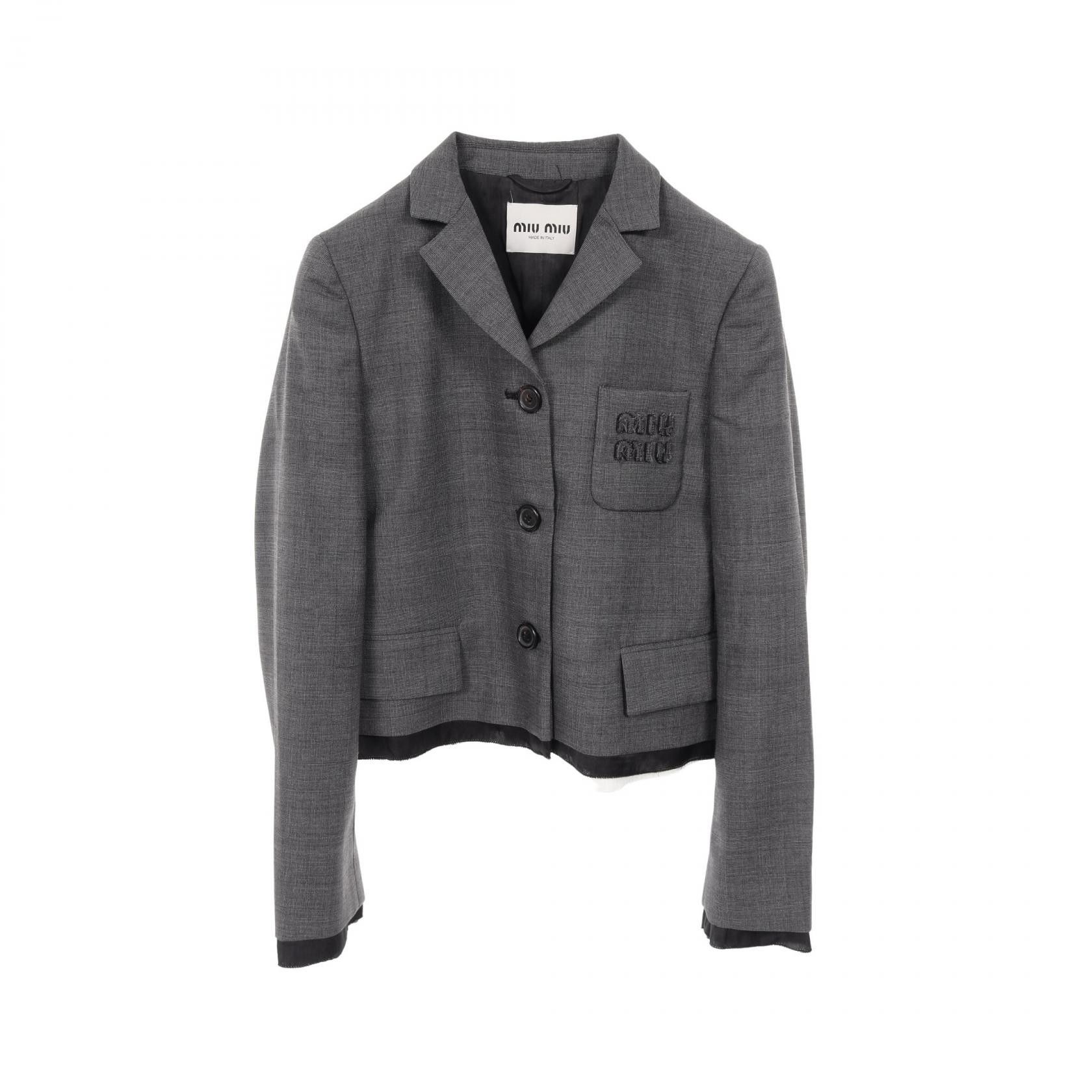 Miu Miu Miu Miu Miu Miu Prince of Wales Check Wool Jacket Textile Outerwear DUTY FREE for USA Size ONE SIZE - 1 Thumbnail