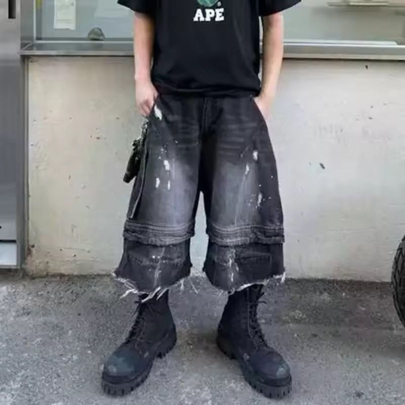 Jean × Vintage Jorts Vintage Washed Distressed Denim Size US 33 - 1 Thumbnail