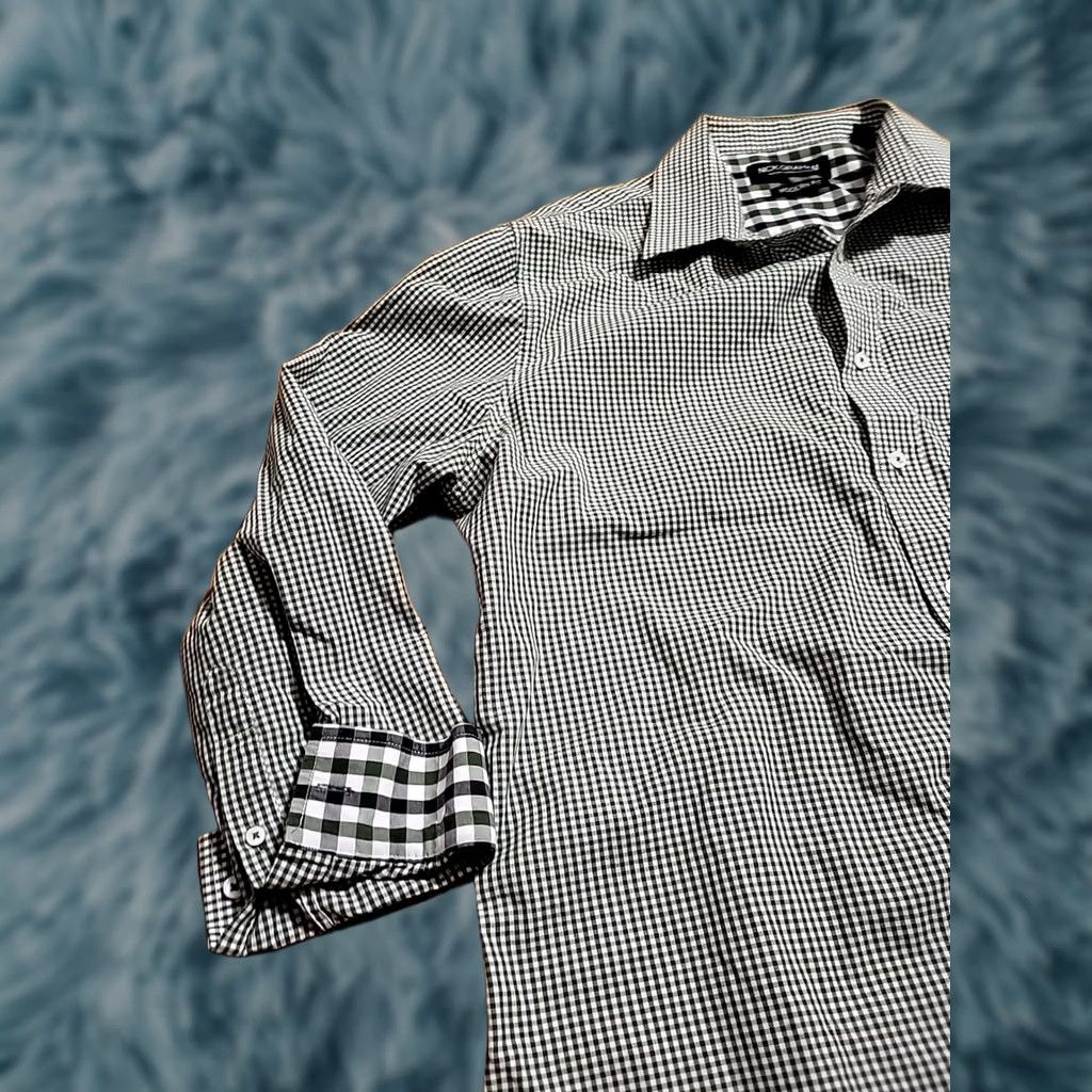 Vintage Nick Graham Modern Fit Button-Up Green White Checker XL Long Sleeve Mens Shirt Size US XL / EU 56 / 4 - 1 Thumbnail