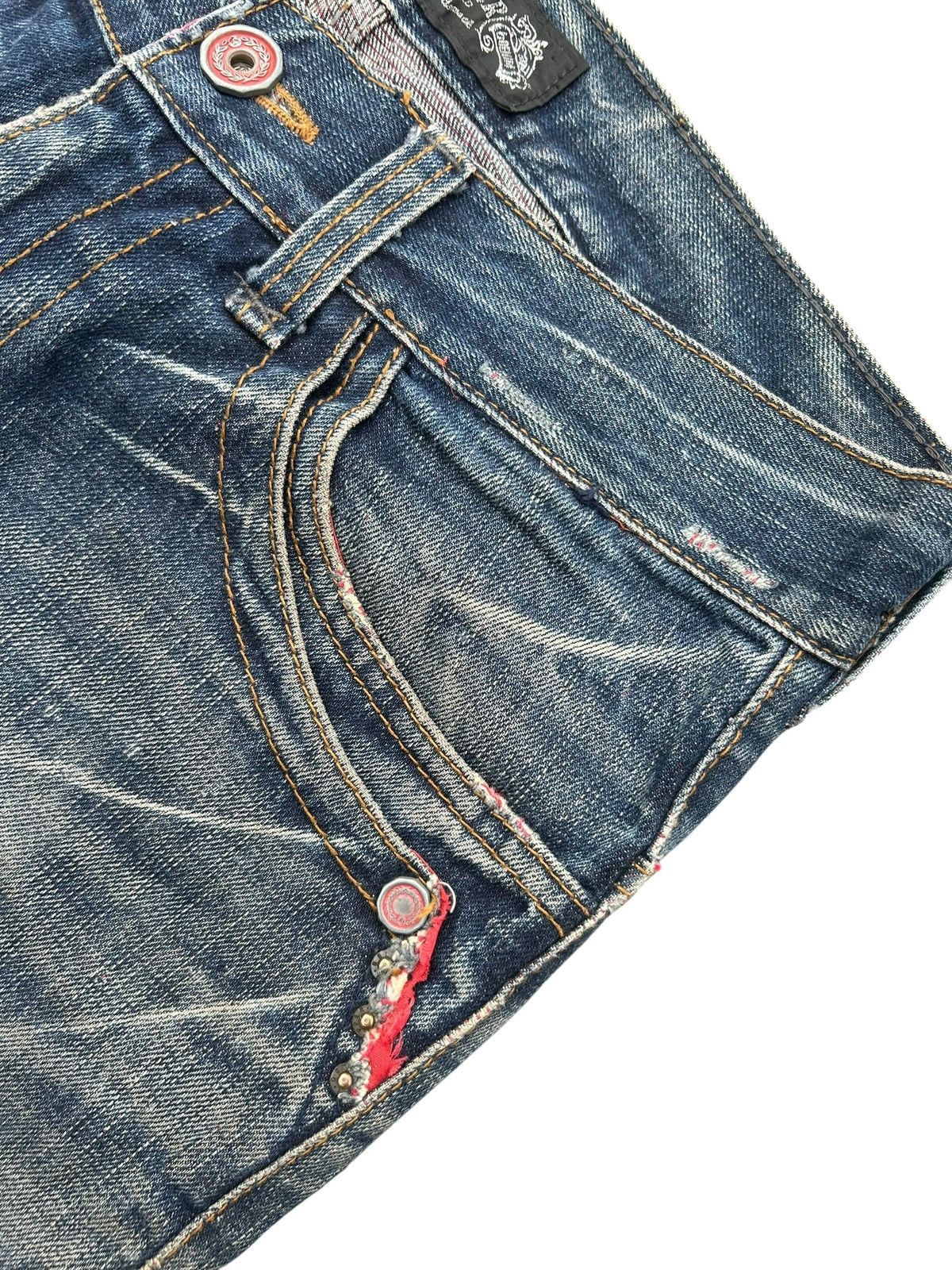 If Six Was Nine Flare Red Pepper Japanese Punk Bondage Distressed Denim Jean Size US 32 / EU 48 - 10 Thumbnail