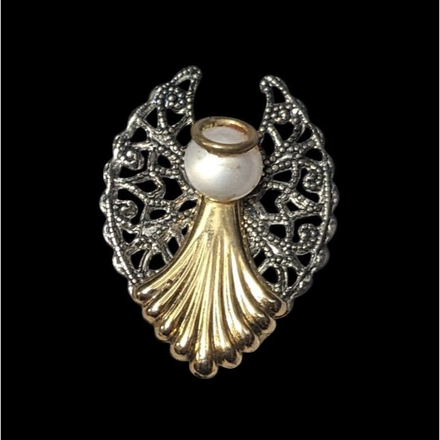 Other Vintage Metallic Layered Guardian Angel Brooch Size ONE SIZE - 1 Thumbnail