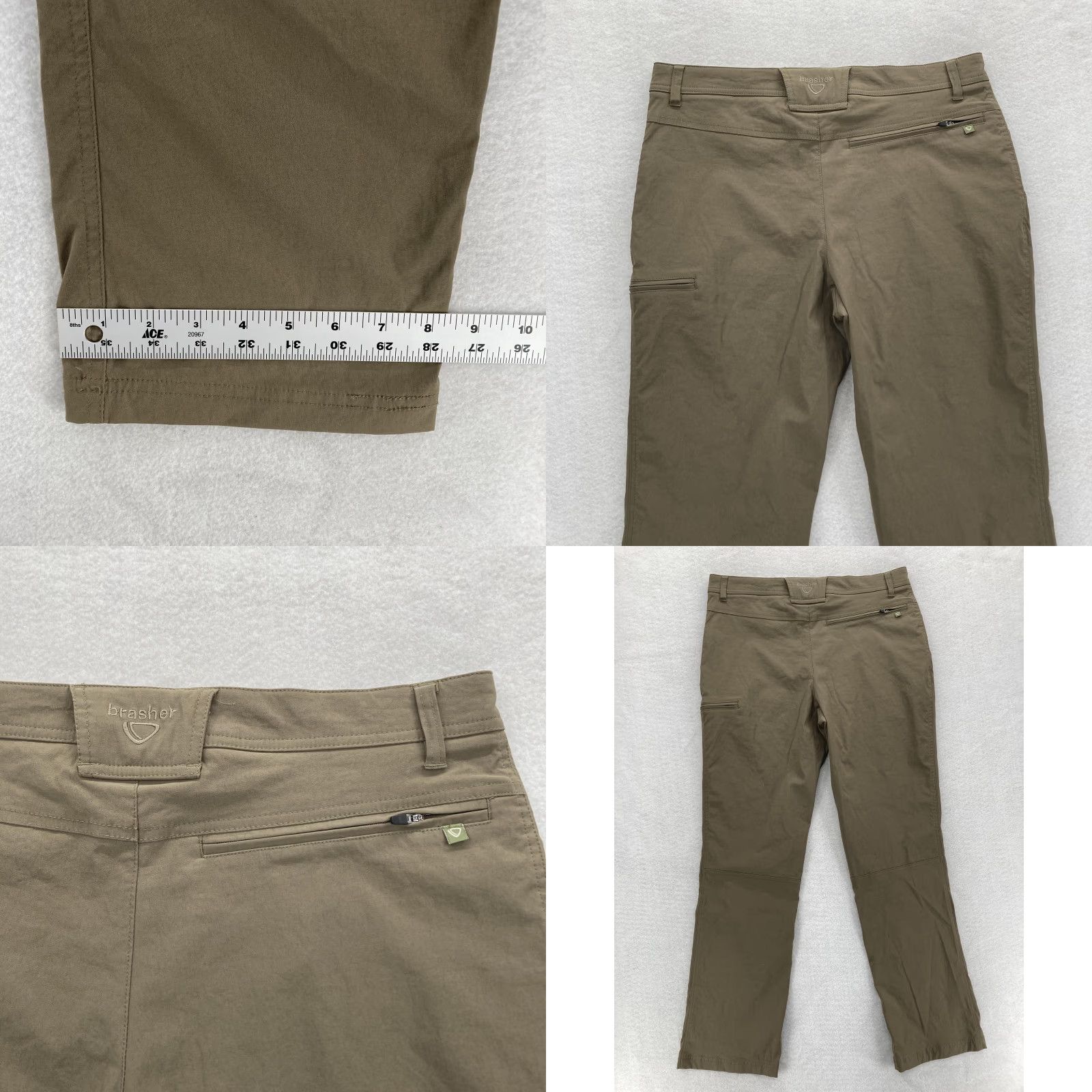 Thrasher Brasher Mens 34x31 Olive Green Stretch Walking Trousers Hiking Outdoor Pants Regular Khakis Pockets Zip Pocket Stretch Size US 34 / EU 50 - 9 Thumbnail