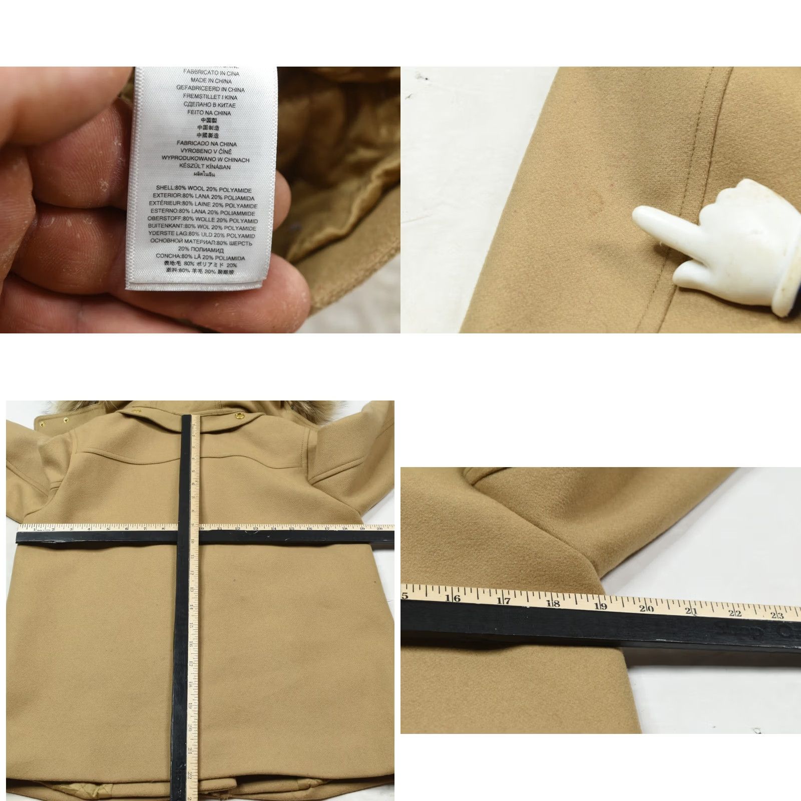 Michael Kors MIchael Kors Jacket Womens Small Camel Beige Wool Blend Fur Trim Zip-Up Clasp Size S / US 4 / IT 40 - 8 Thumbnail