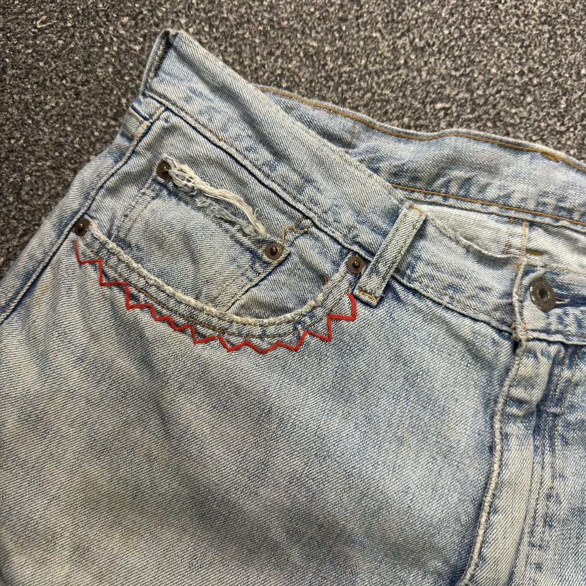 14th Addiction Vintage Destroyed Levis 502 Denim Sashiko Custom Grunge Jean Size US 36 / EU 52 - 11 Thumbnail