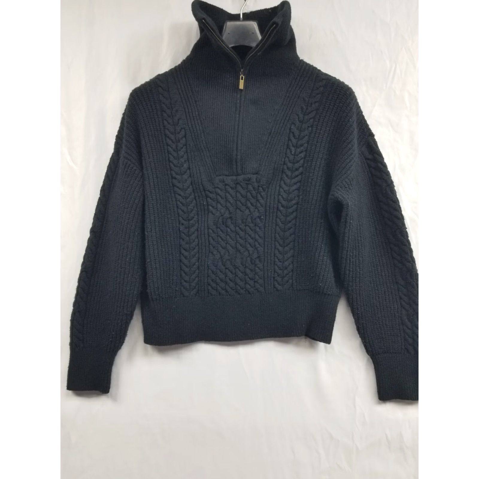 Nili Lotan Nili Lotan x Target Women’s Quarter Zip Cable Knit Pullover Sweater Black Size M Size M / US 6-8 / IT 42-44 - 2 Thumbnail