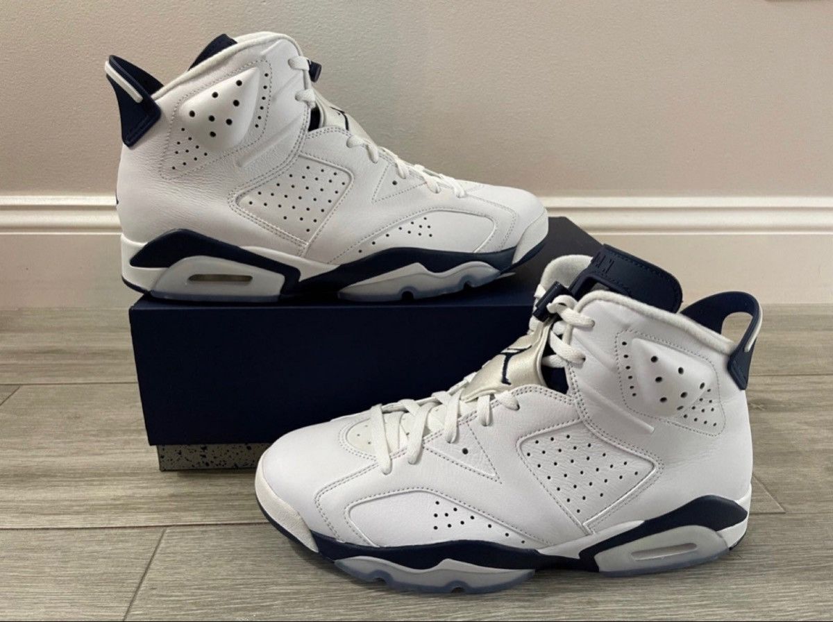 Jordan Brand Air Jordan 6 Retro CT8529-141 White Midnight Navy Size 12 Size US 12 / EU 45 - 1 Thumbnail