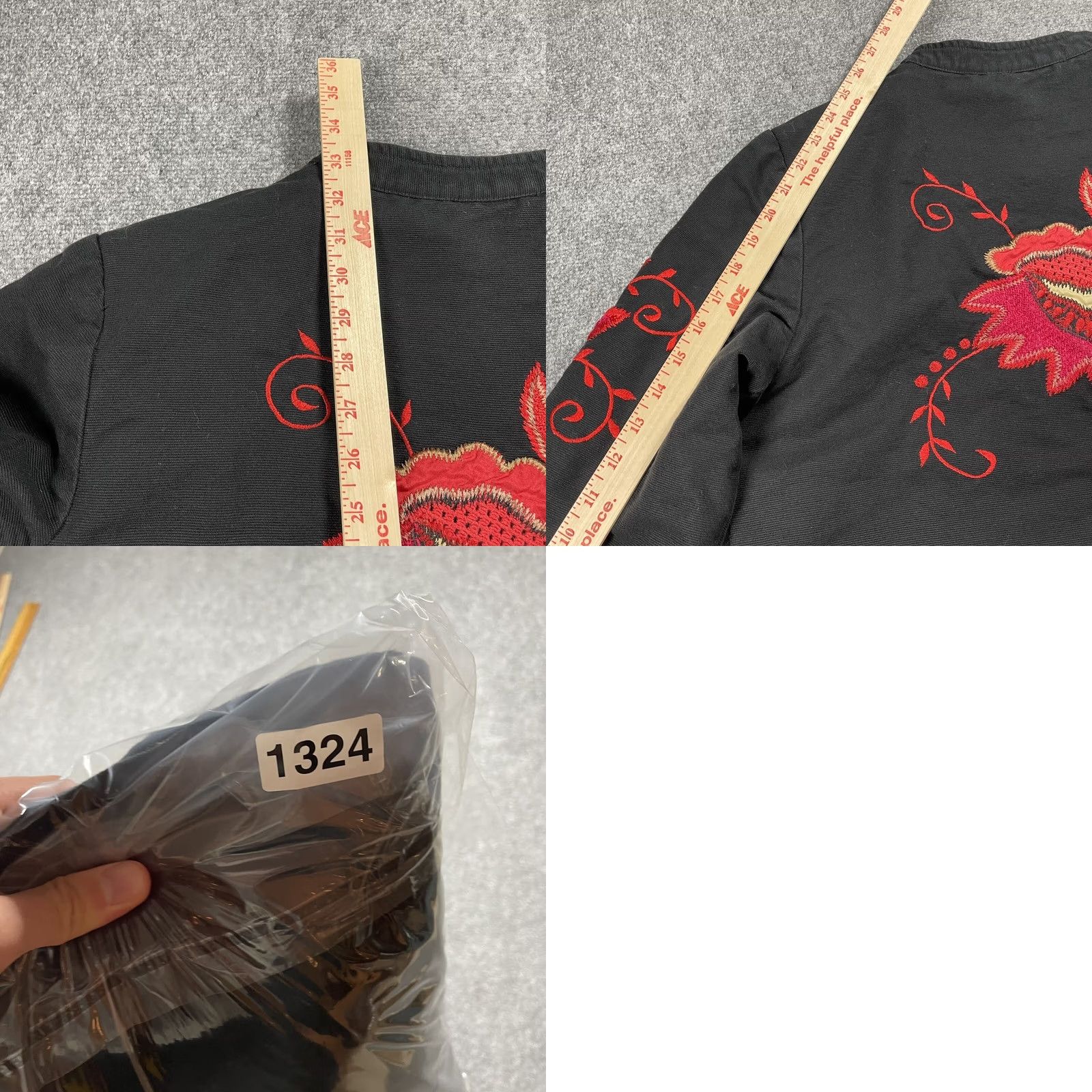 Vintage Indigo Moon Boho Jacket Large Black Red Gold Embroidery Cotton Asian Duster Coat Women Size L / US 10 / IT 46 - 9 Thumbnail