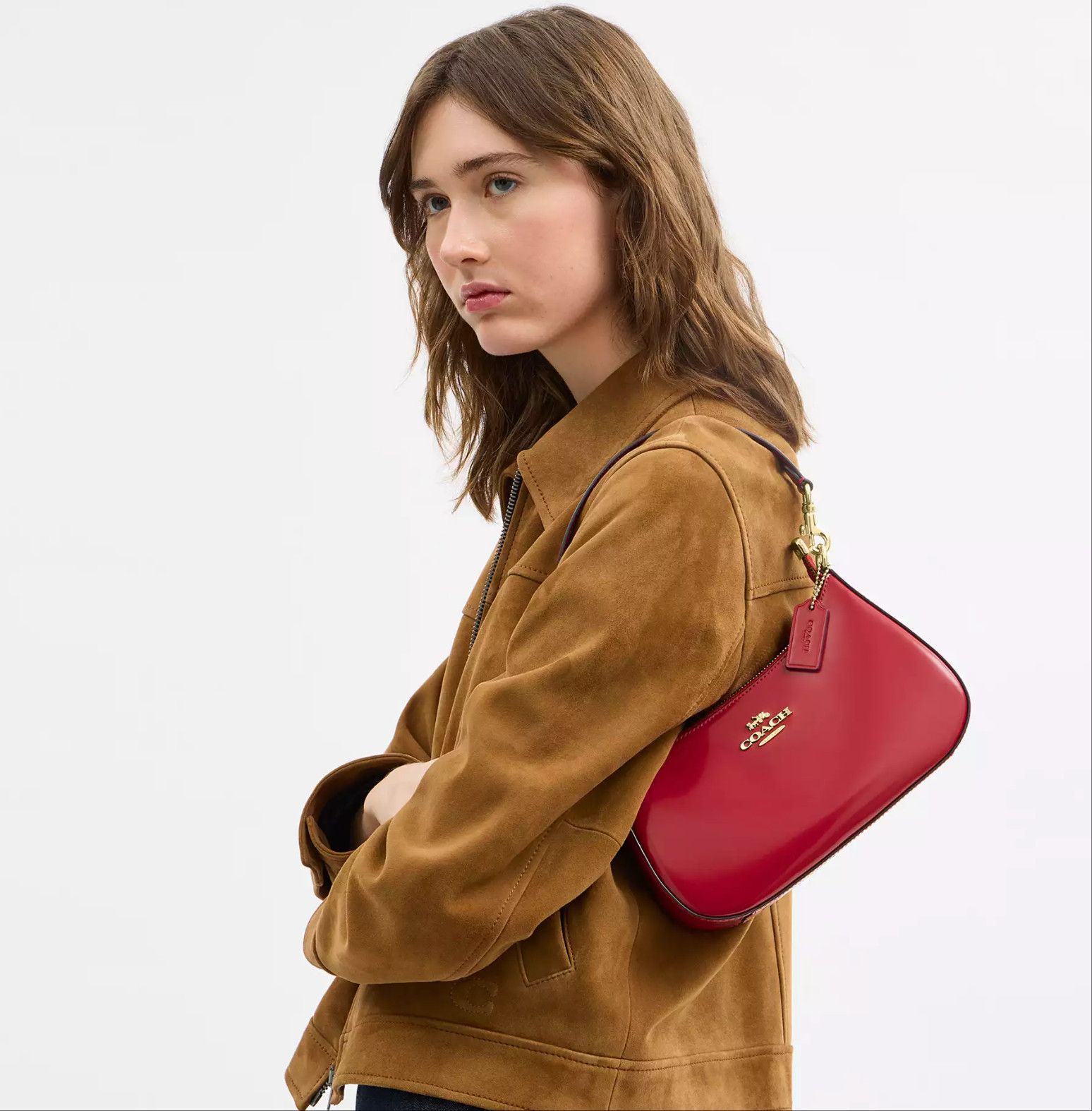 Coach NWT Coach CV938 Teri Shoulder Bag Gold/Ruby Size ONE SIZE - 8 Thumbnail