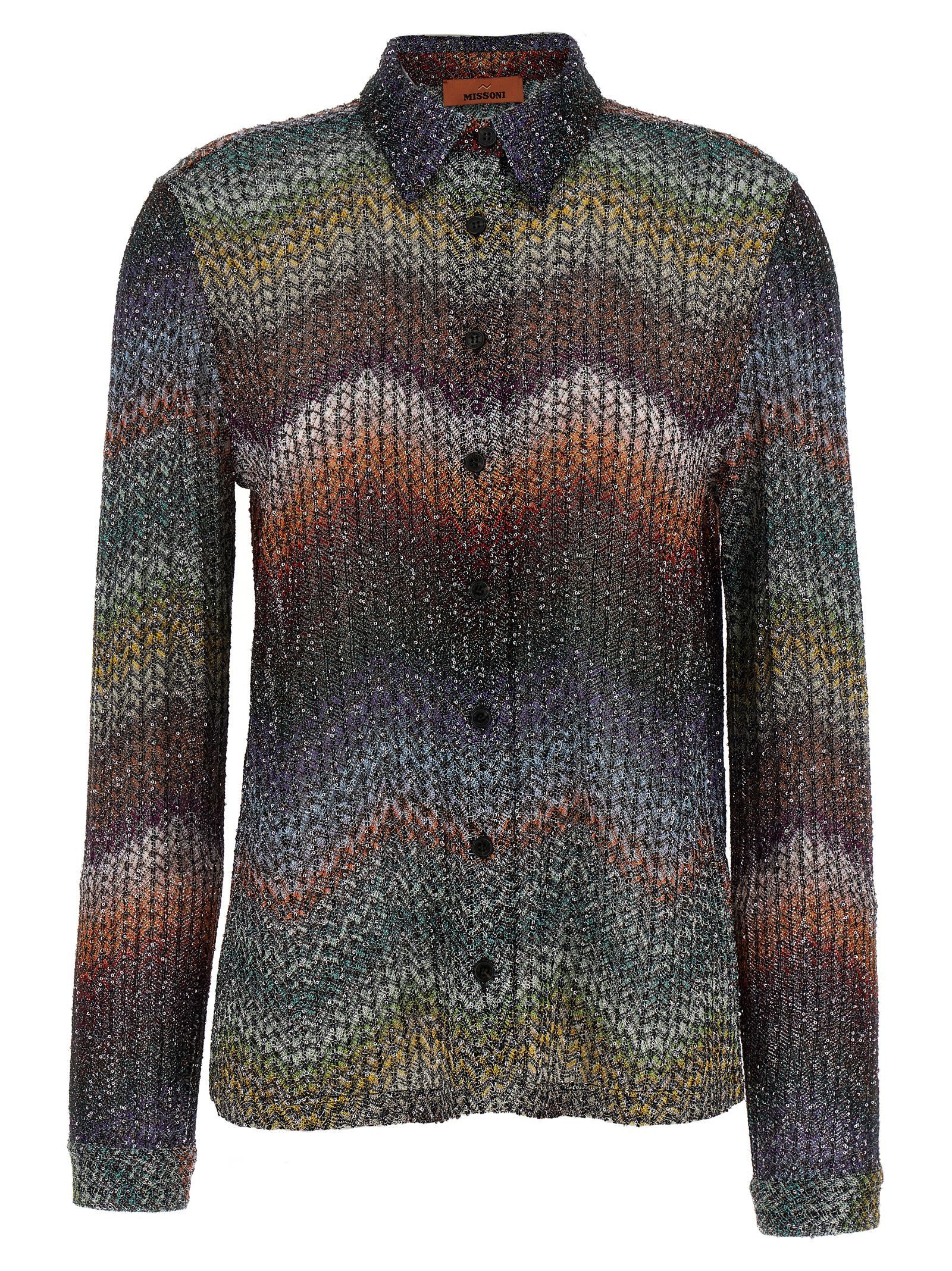Sequin and lamé viscose shirt