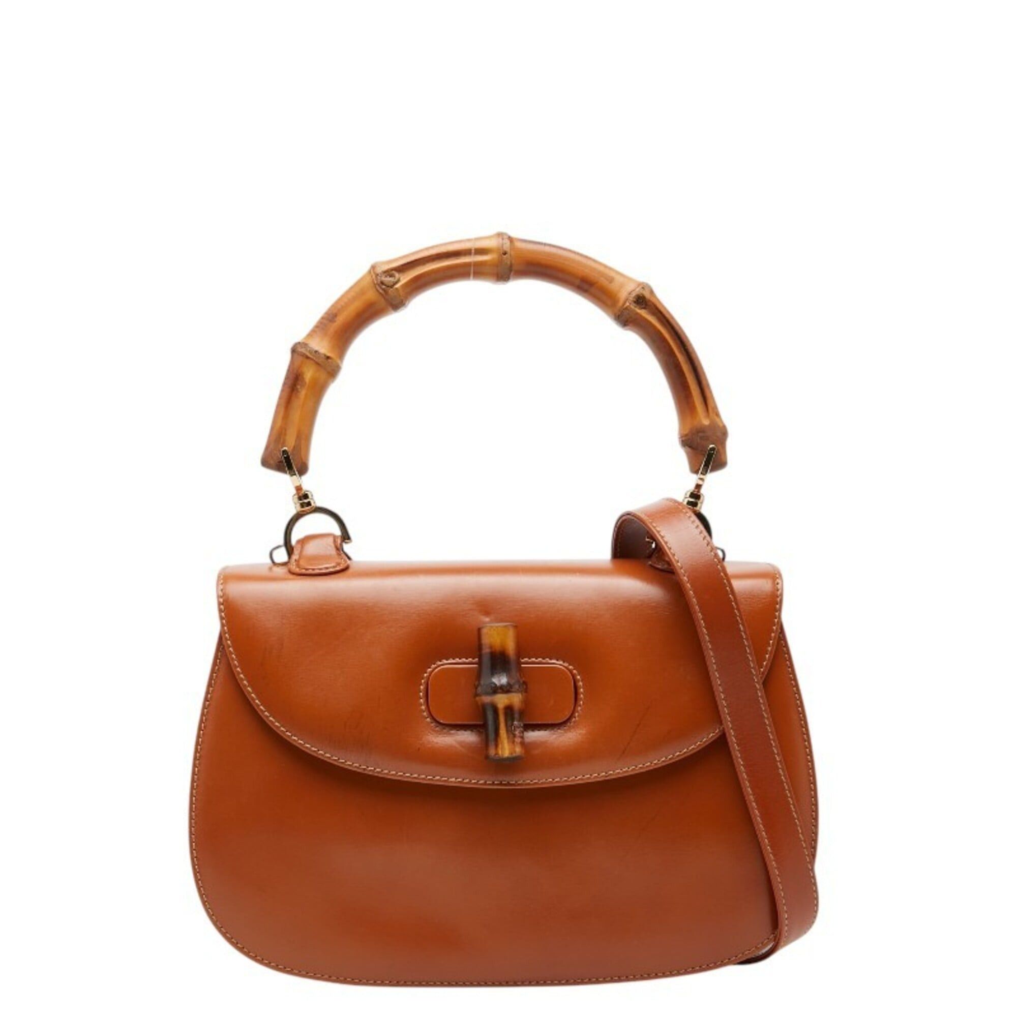 Gucci Gucci Old Bamboo Handbag Shoulder Bag 2WAY 000 1448 Brown Leather Women's GUCCI Size ONE SIZE - 1 Thumbnail