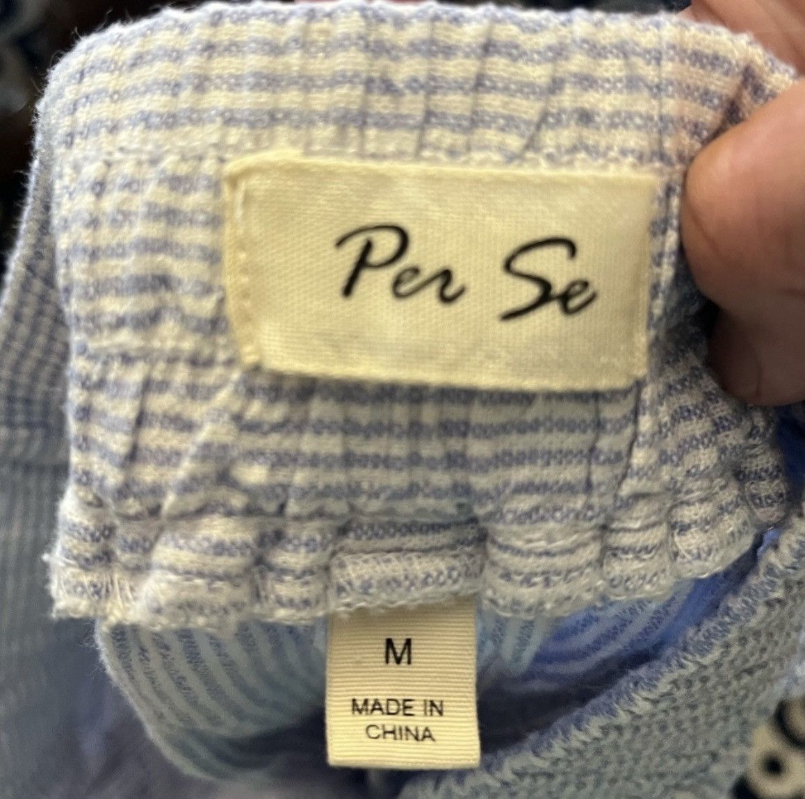Other Linen blend blue white striped drawstring shorts size medium Size 30" / US 8 / IT 44 - 4 Thumbnail