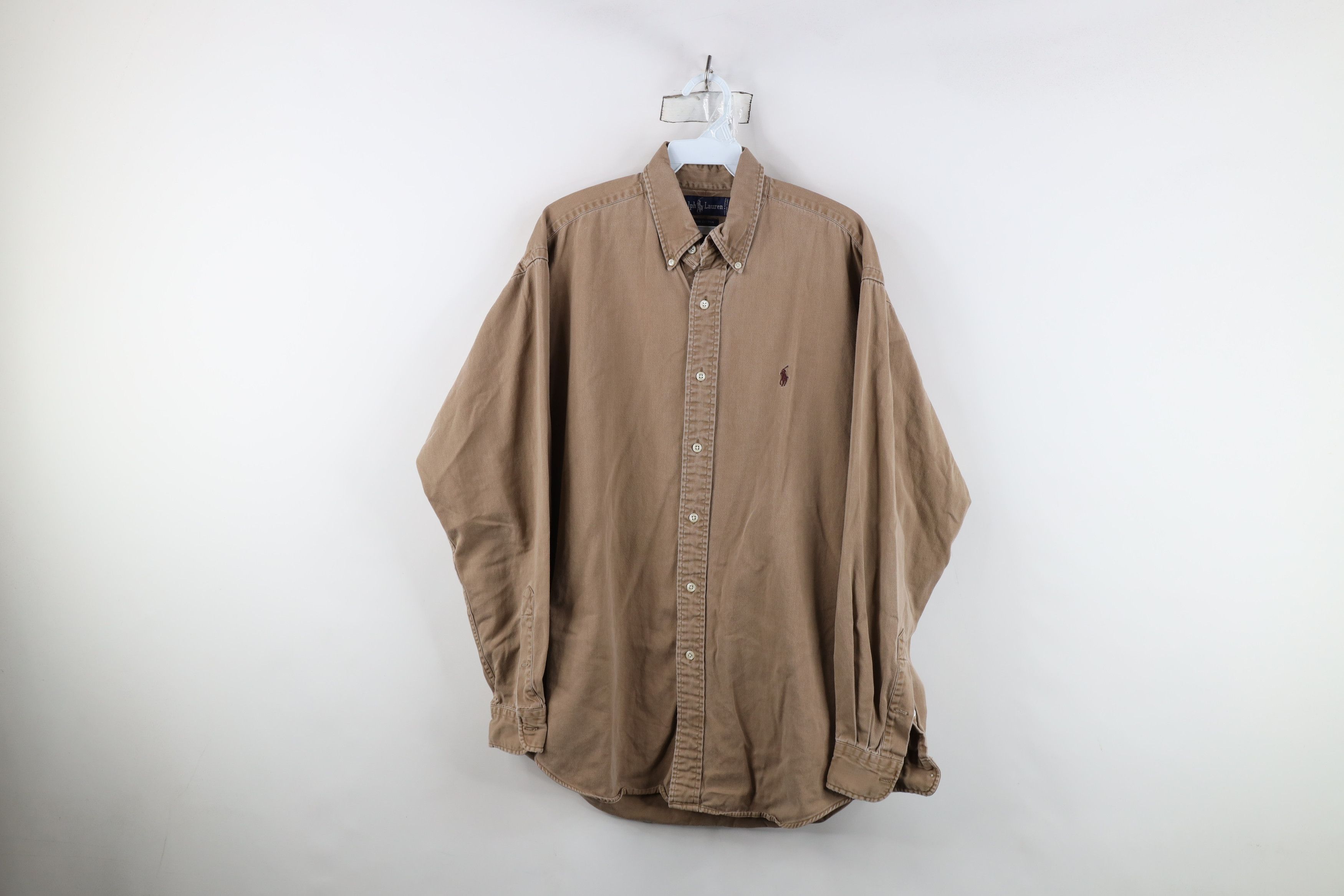 Ralph Lauren Vintage 90s Ralph Lauren Collared Button Down Shirt Brown Size US M / EU 48-50 / 2 - 1 Thumbnail