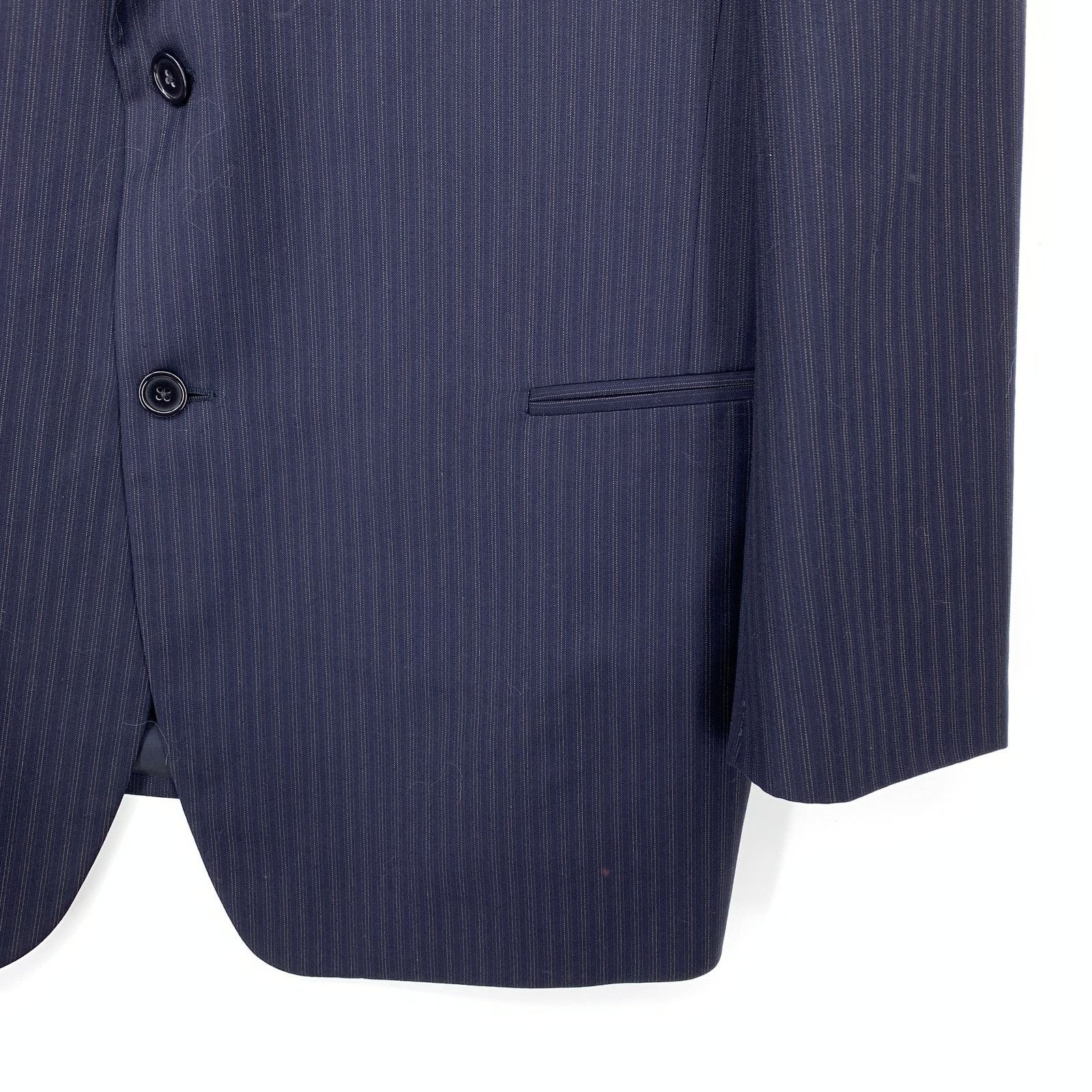Donna Karan Donna Karan Blazer Jacket Mens 48L Navy Blue Pinstripe Wool Size 48L - 4 Thumbnail