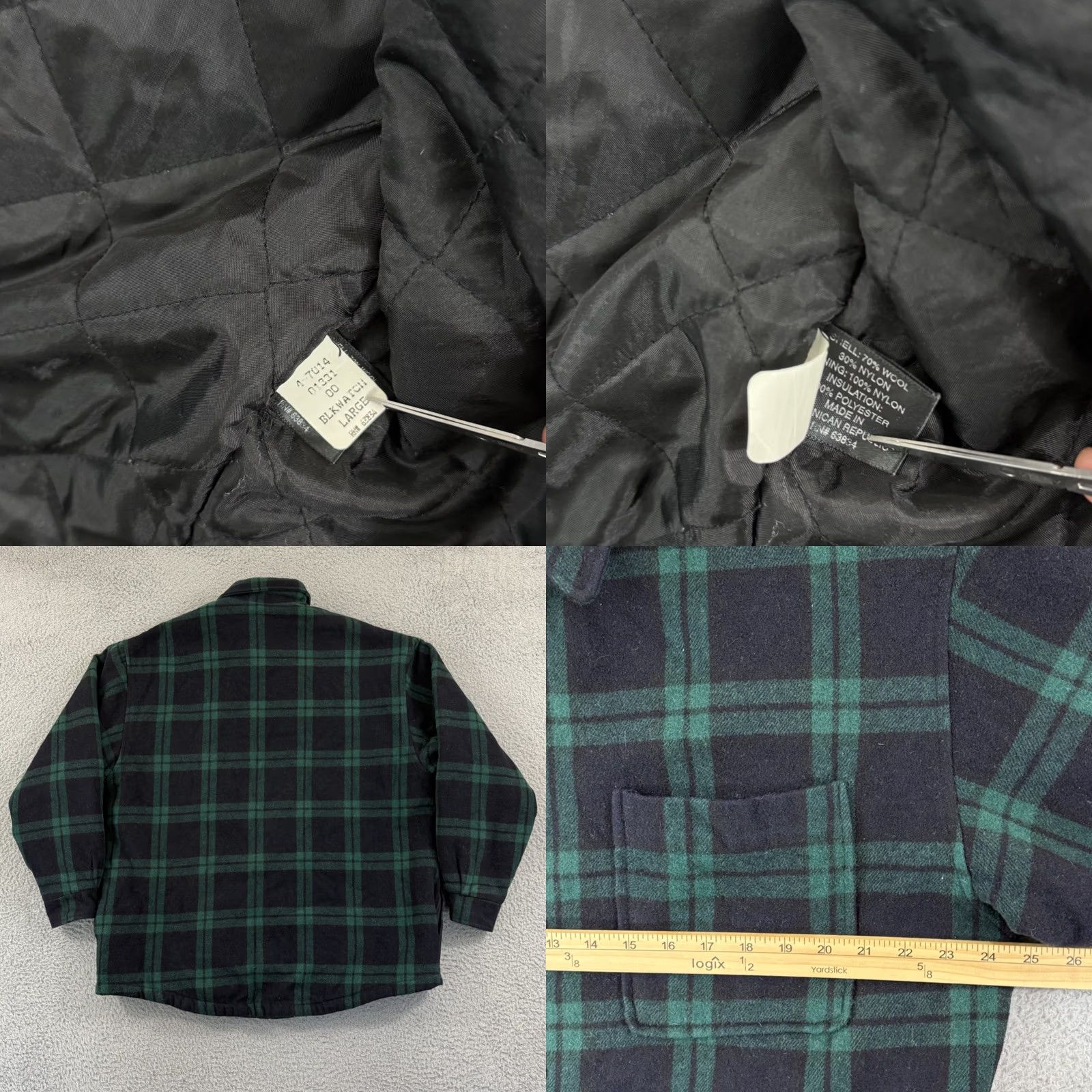 Brooks Brothers Vintage Brooks Brothers Shacket Mens L Flannel Button Quilted Wool Black Watch Size ONE SIZE - 8 Thumbnail