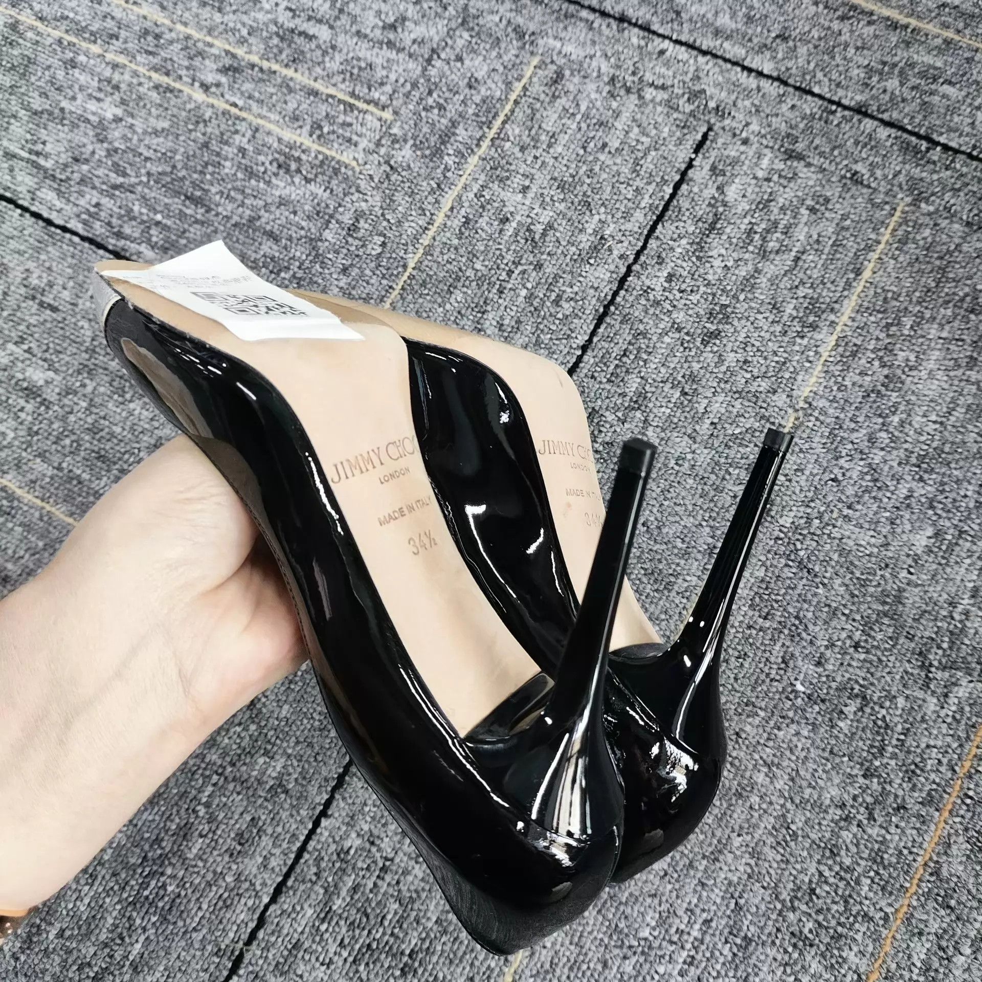 Jimmy Choo Jimmy Choo Patent Colorblock Heels Black 34.5 Size US 4 / IT 34 - 6 Thumbnail