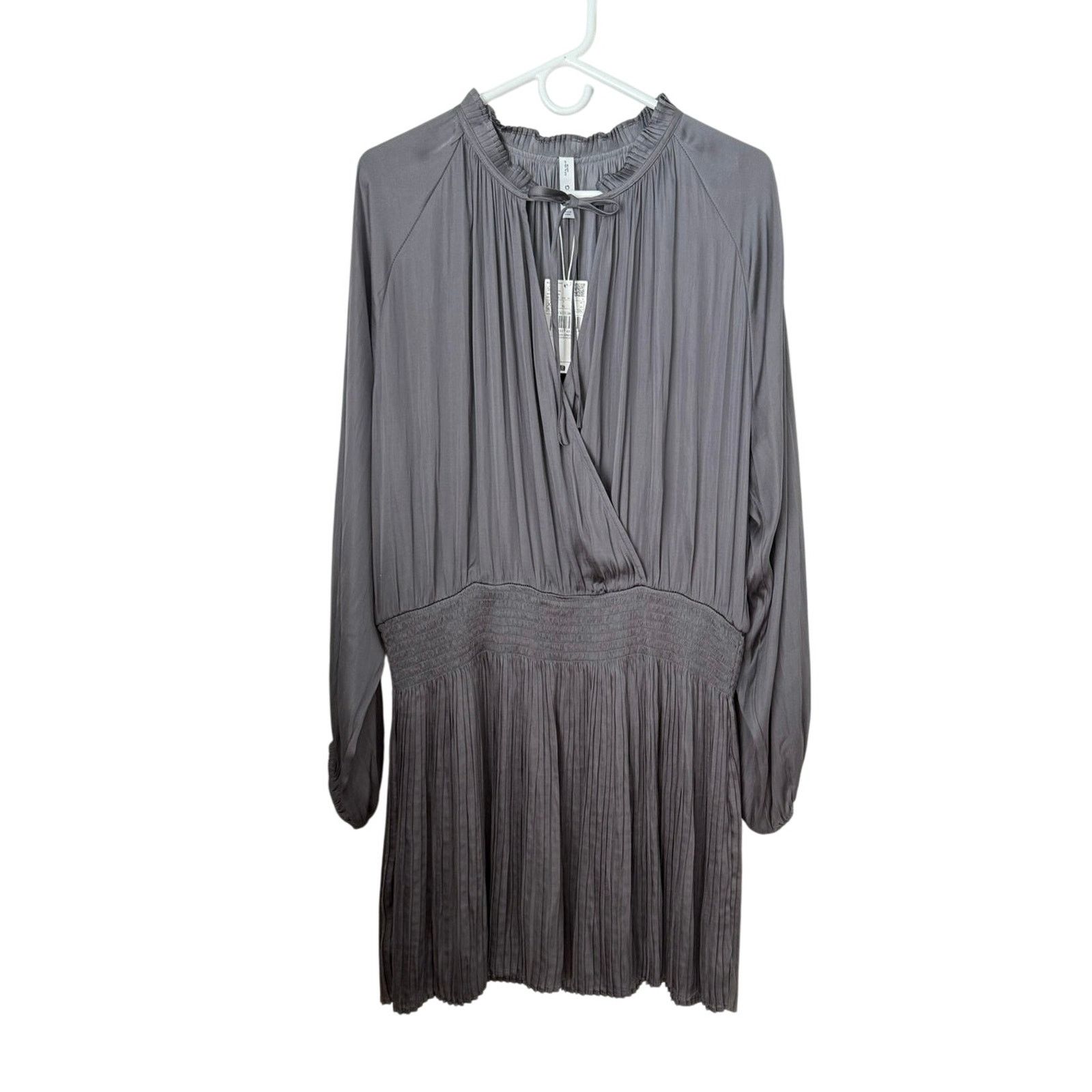Mango Mango NWT Gray Pleated Lined Sleeve Dress Size XL Size XL / US 12-14 / IT 48-50 - 1 Thumbnail