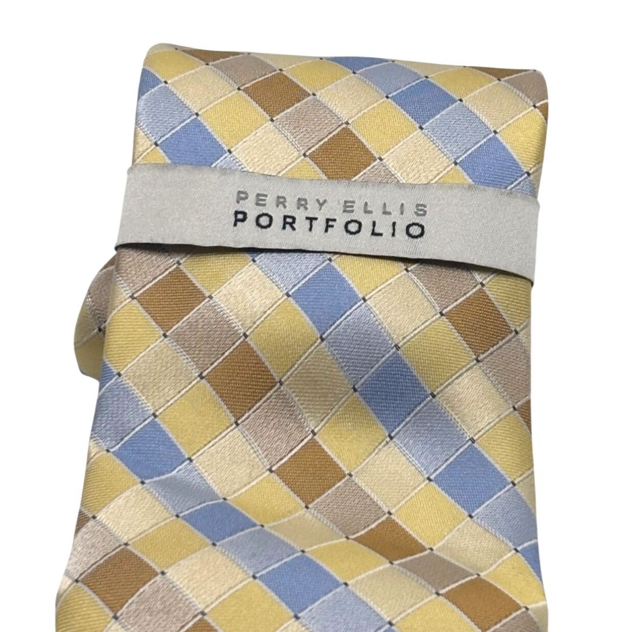 Perry Ellis Perry Ellis Portfolio Stolk Geo Slim Silk Tie, Yellow, OS Size ONE SIZE - 4 Thumbnail