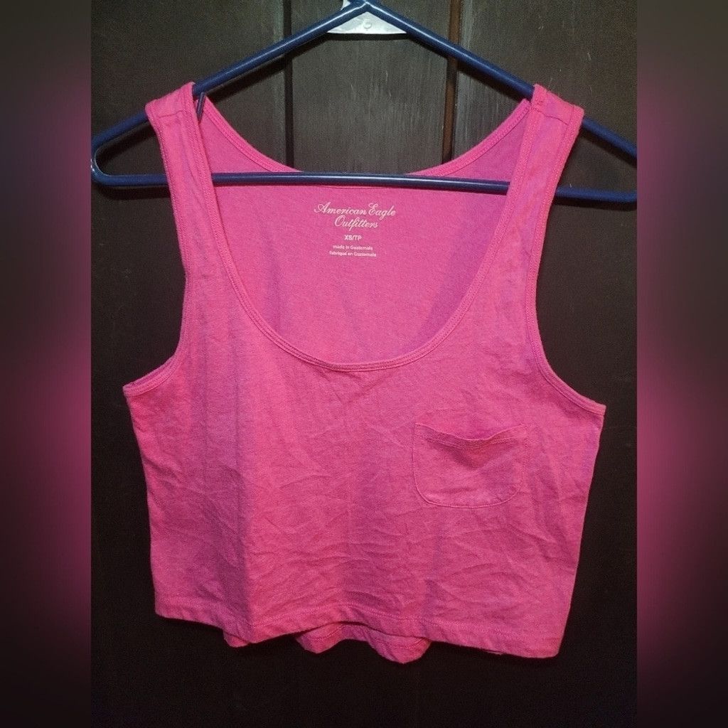 American Eagle Outfitters American Eagle Outfitters, cropped tank top, pink, euc, XS Size XS / US 0-2 / IT 36-38 - 2 Thumbnail