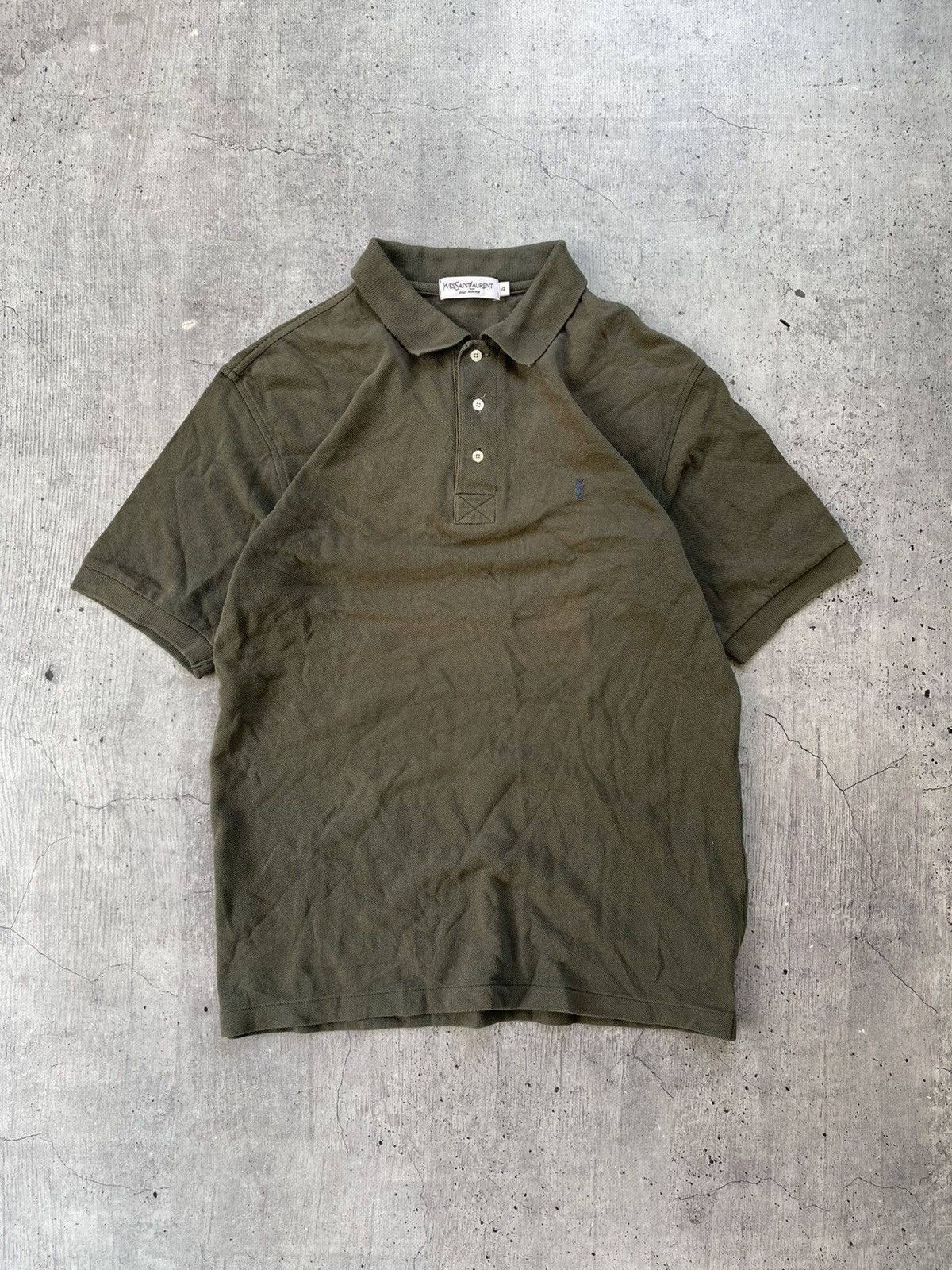 Vintage Vintage Yves Saint Laurent YSL Polo T-Shirt Sun Faded Size US L / EU 52-54 / 3 - 1 Thumbnail