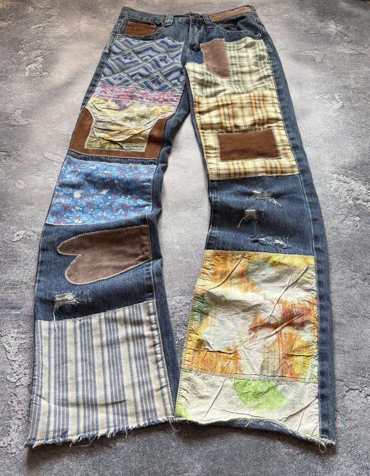 Jaded London Crazy Jaded London Patchwork Y2K Japanese Bootcut Jeans Rare Size US 28 / EU 44 - 1 Thumbnail