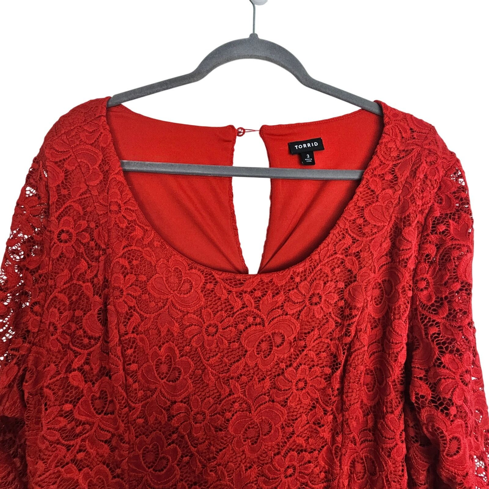 Torrid Torrid Womens Red Lace Skater Dress Size 3X Wedding Guest Size 3XL / US 20-22 - 3 Thumbnail