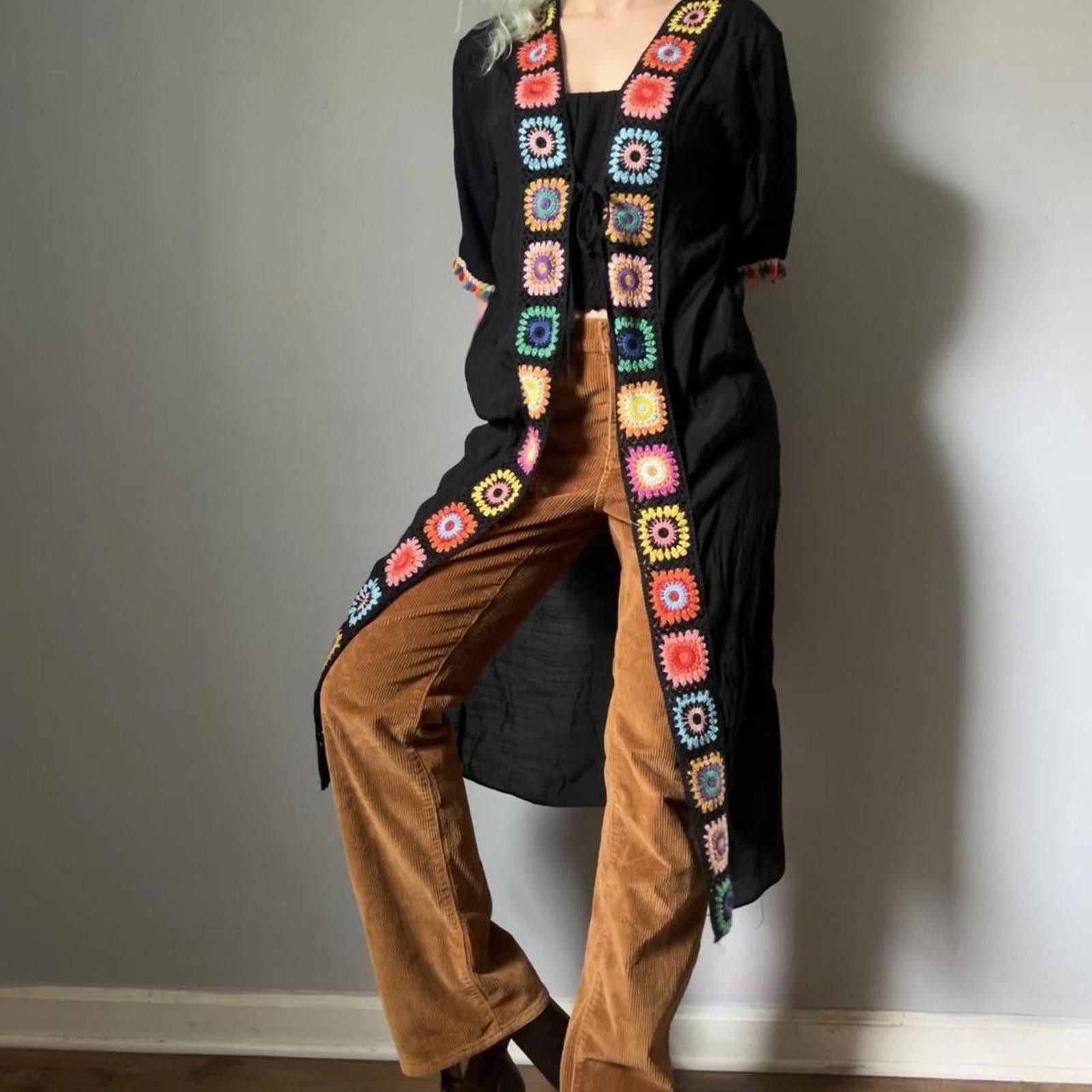 Other Boho crochet longline cardigan wrap Size S / US 4 / IT 40 - 8 Thumbnail