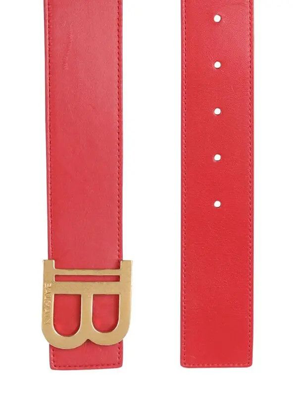 Balmain o1s1wg111225 Size:OS/B-Belt Logo-Buckle Leather Belt in Red Size ONE SIZE - 3 Thumbnail