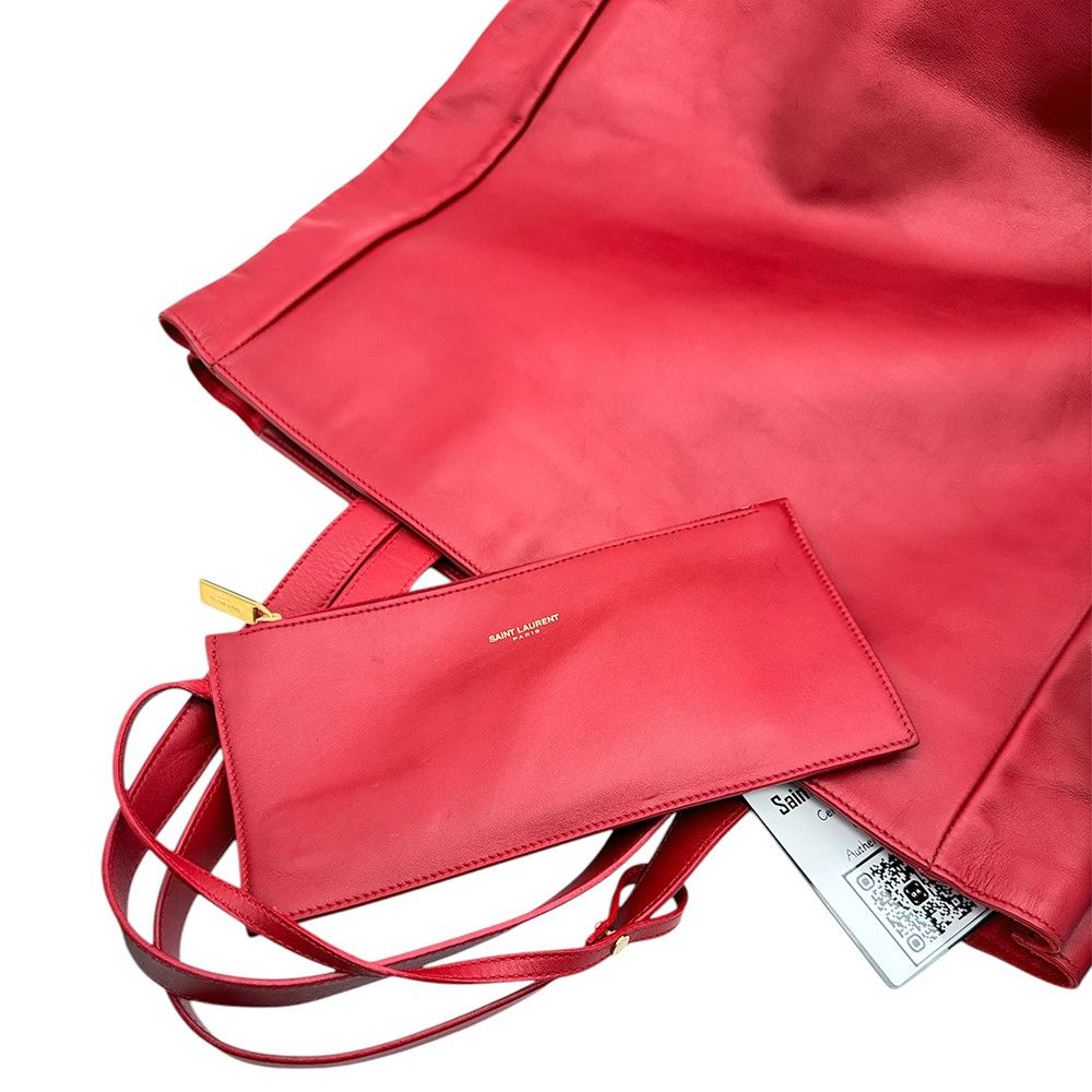 Yves Saint Laurent Yves Saint Laurent Red Calfskin Leather Tote Bag Size ONE SIZE - 5 Thumbnail