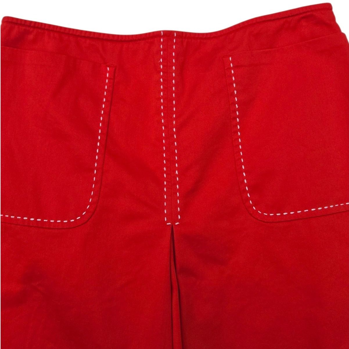 Loft Ann Taylor Loft | Red A-Line Skirt w/White Stitching |Size 2 Size 26" / US 2 / IT 38 - 2 Thumbnail