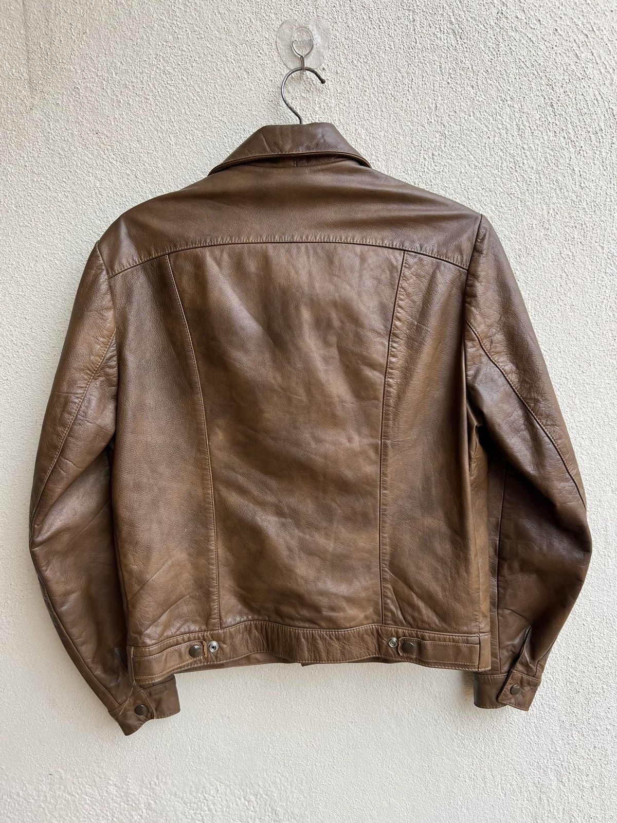 Leather Vintage 60s 70s Lakeland Patina Brown Trucker Leather Jacket Size US M / EU 48-50 / 2 - 13 Thumbnail