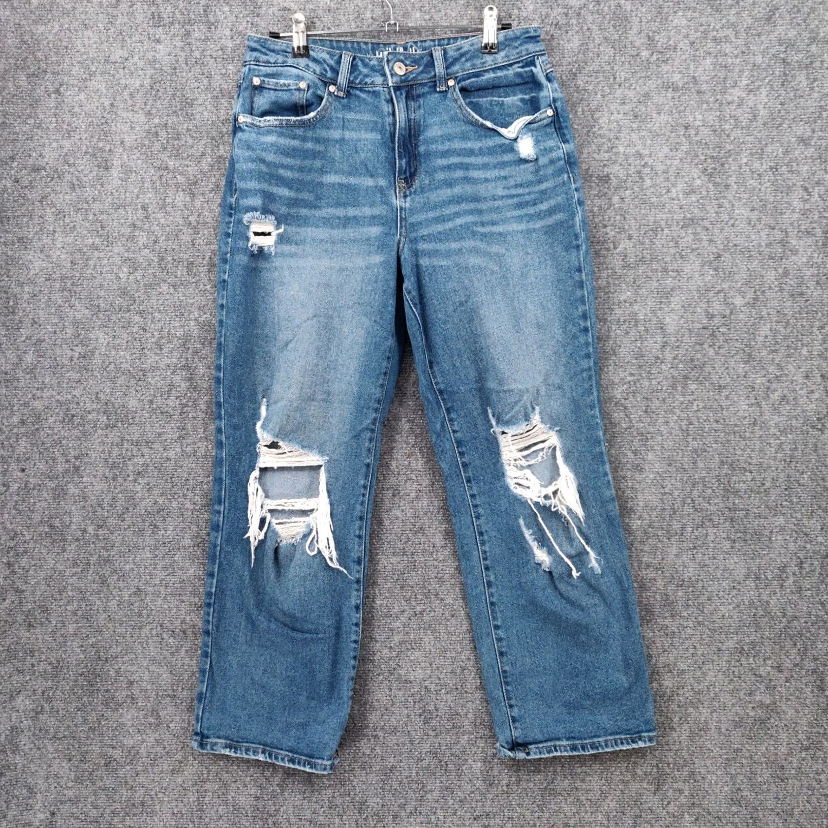 Vintage Rewash Jeans Womens 7/28 Cropped Mid Rise Distressed Blue Denim Rinse Wash Size 28" / US 6 / IT 42 - 2 Thumbnail