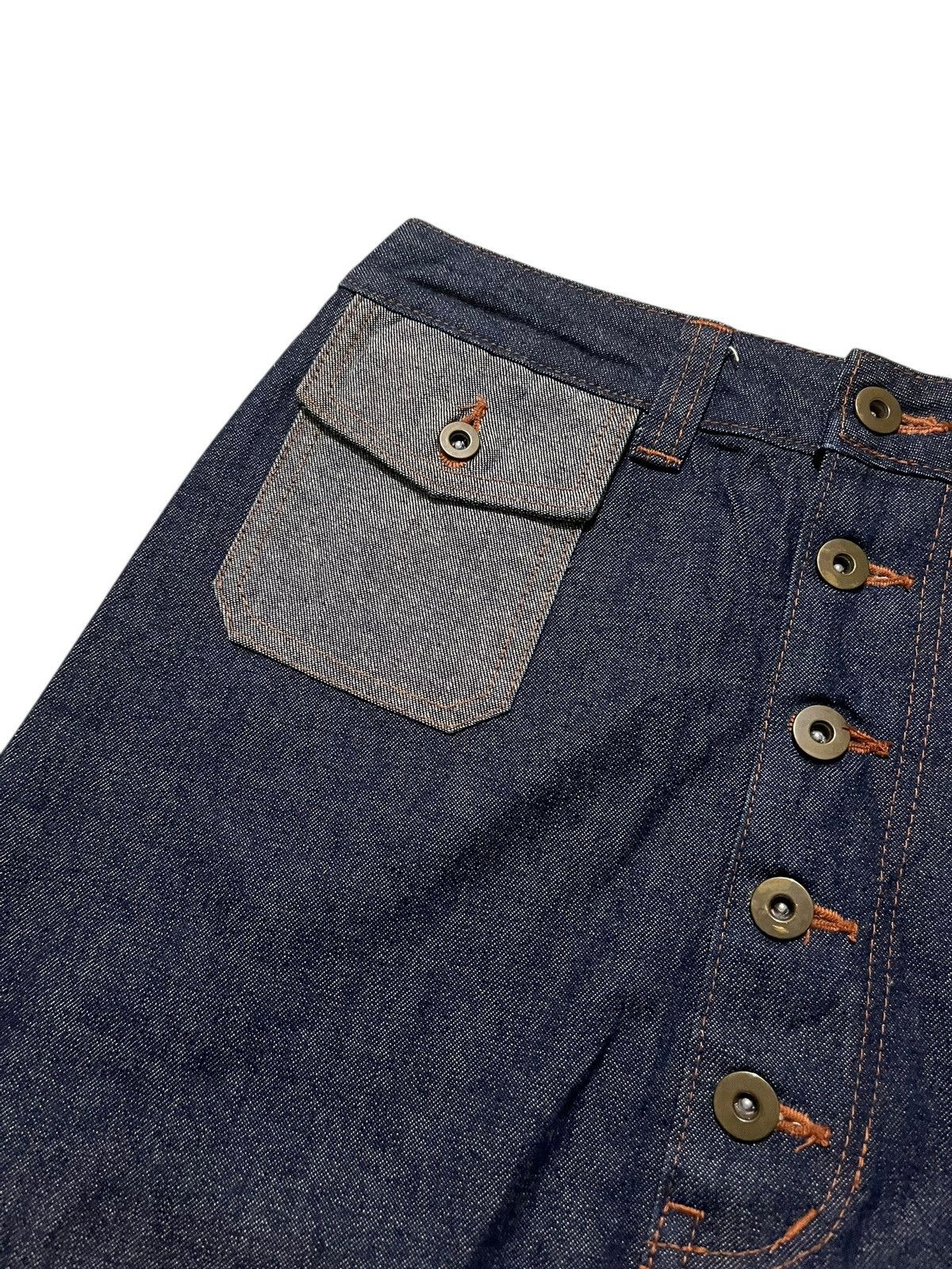 Japanese Brand 2000s Super Lovers Japanese Denim Raw Two-Tone Skirt Size 29" - 5 Thumbnail