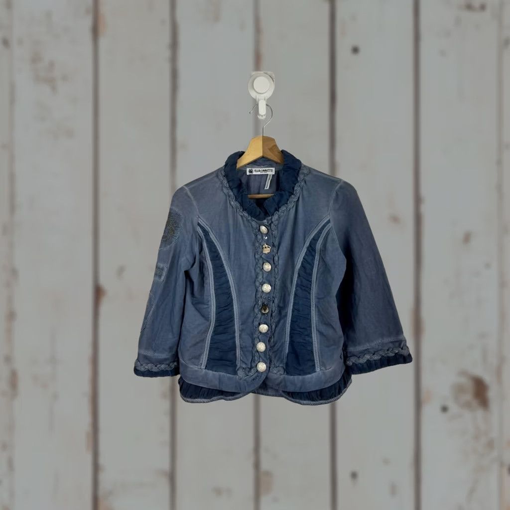 Vintage Elisa Cavaletti Blazer Jacket Women M Blue Silk Blend Mid-Length Solid Button Jacket Regular Fit Size M / US 6-8 / IT 42-44 - 1 Thumbnail