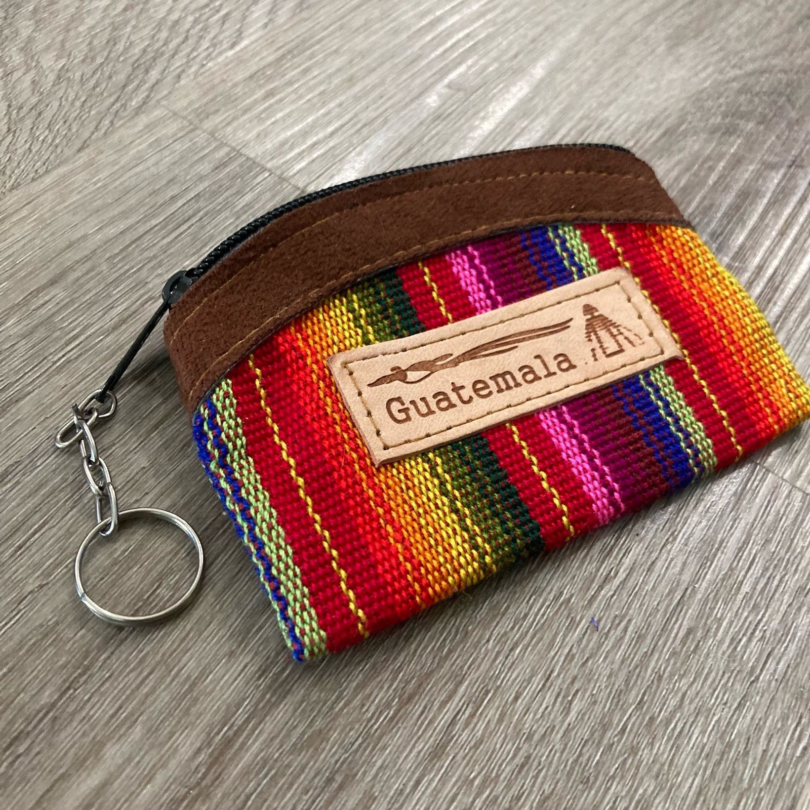 Other Handmade Guatemalan Leather/Cotton Coin Purse Keychain Size ONE SIZE - 4 Thumbnail