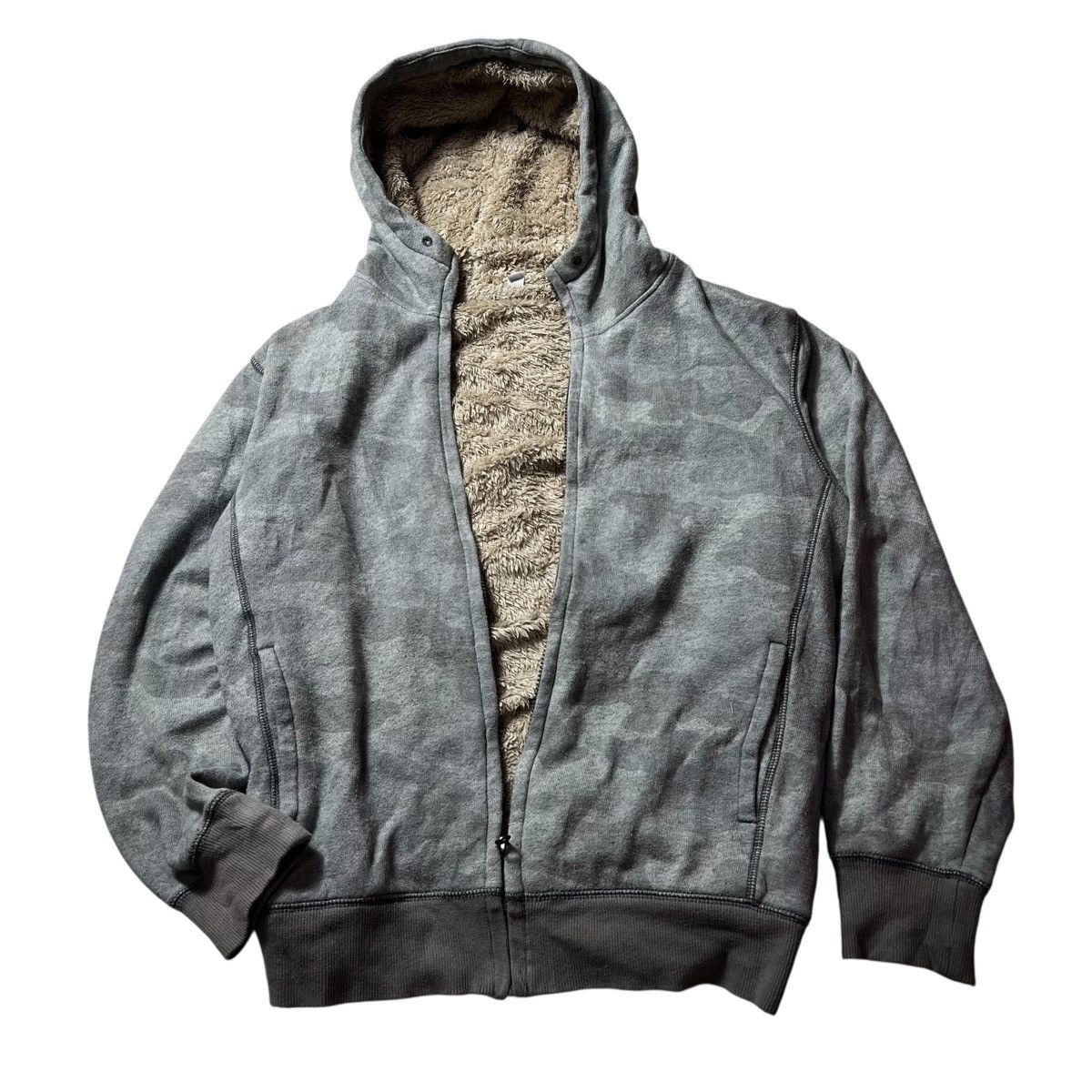 Japanese Brand Japanese Fur Camo Sherpa Grunge Punk Gothic Style Zip Hoodie Size US L / EU 52-54 / 3 - 1 Thumbnail