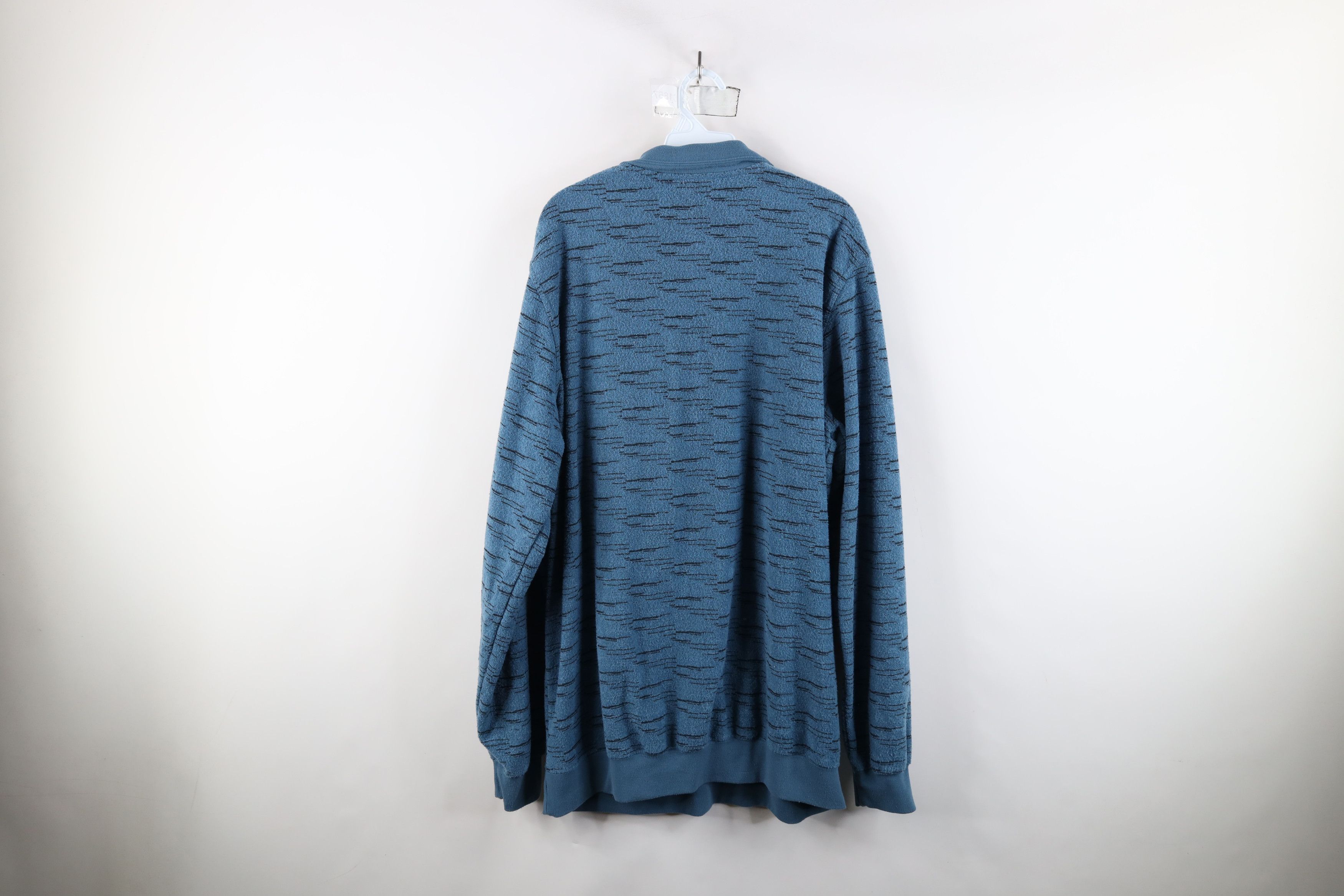 Vintage Vintage 90s Streetwear Fleck Fleece Collared Sweatshirt Blue Size US XXL / EU 58 / 5 - 11 Thumbnail