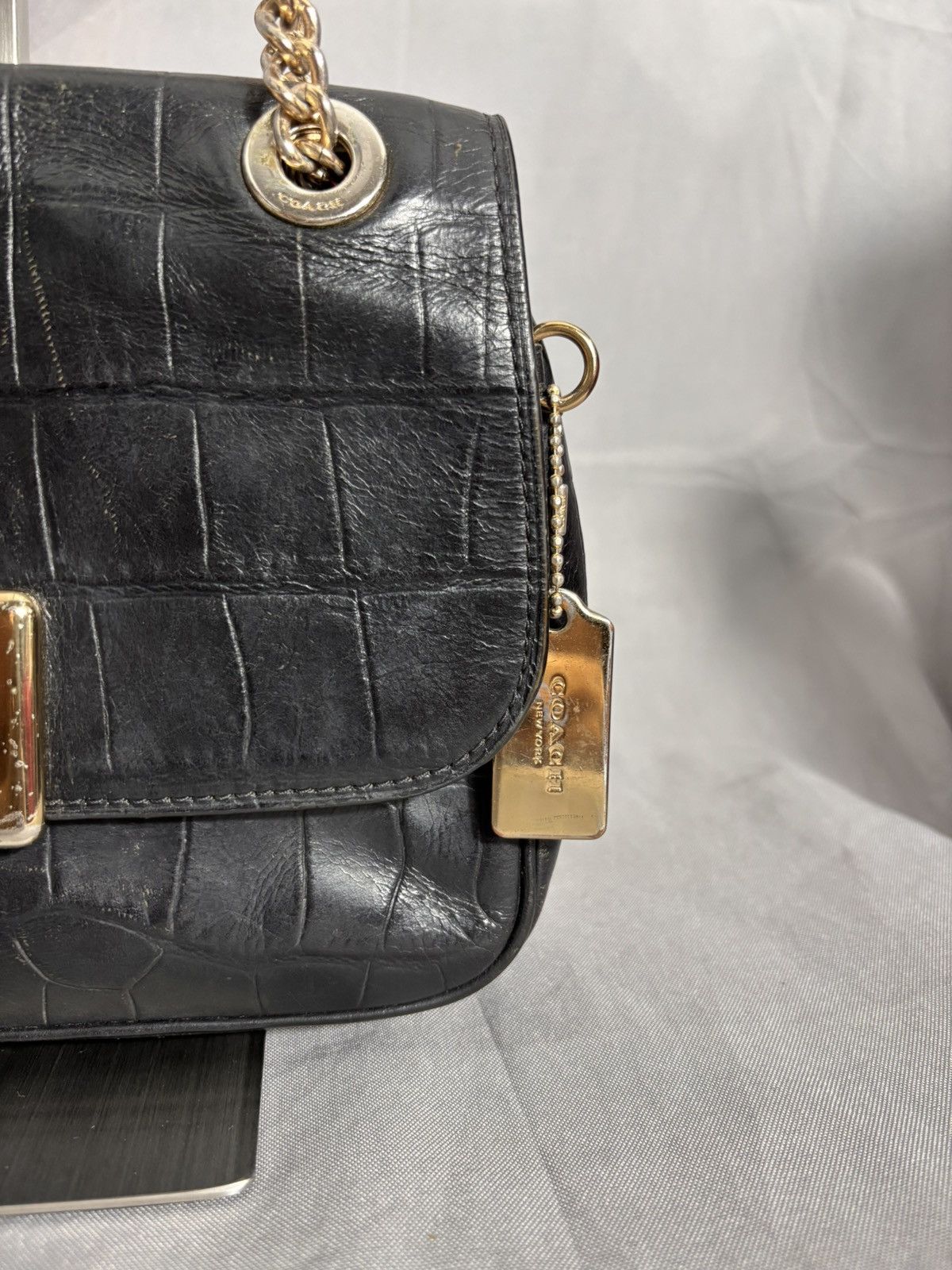 Coach Coach Black Croc Chain Shoulder Bag Size ONE SIZE - 4 Thumbnail