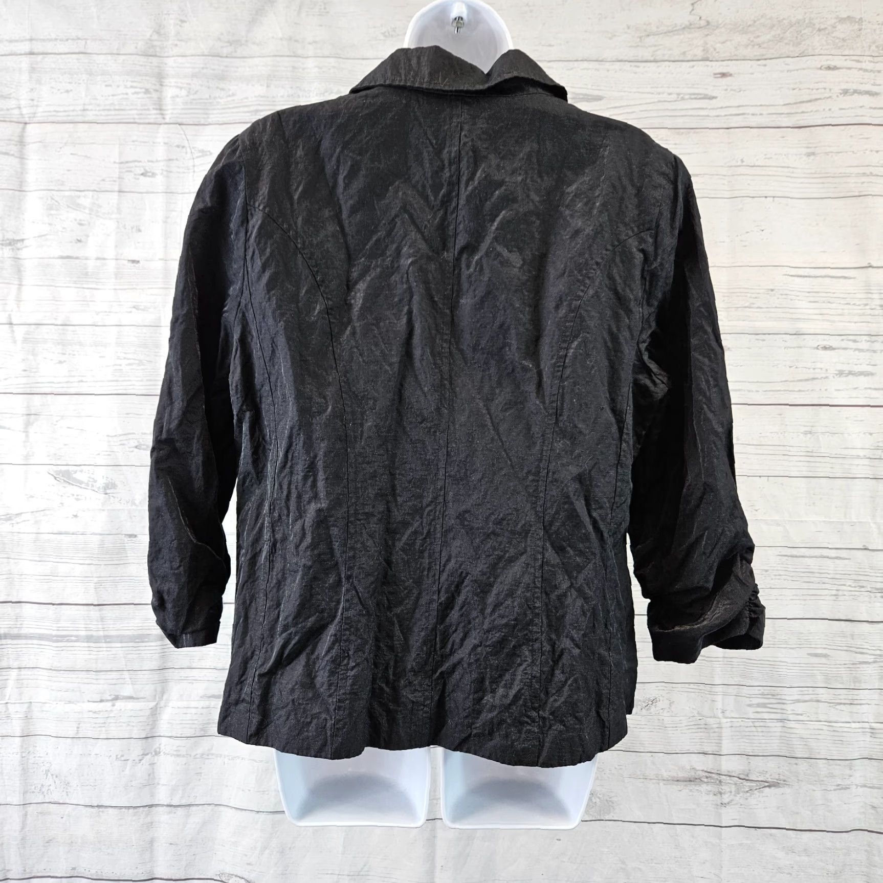 Vintage Chico's Women's Jacket L Black Solid Cotton Blend Button Front 3/4 Sleeve Adult Womens Size L / US 10 / IT 46 - 4 Thumbnail