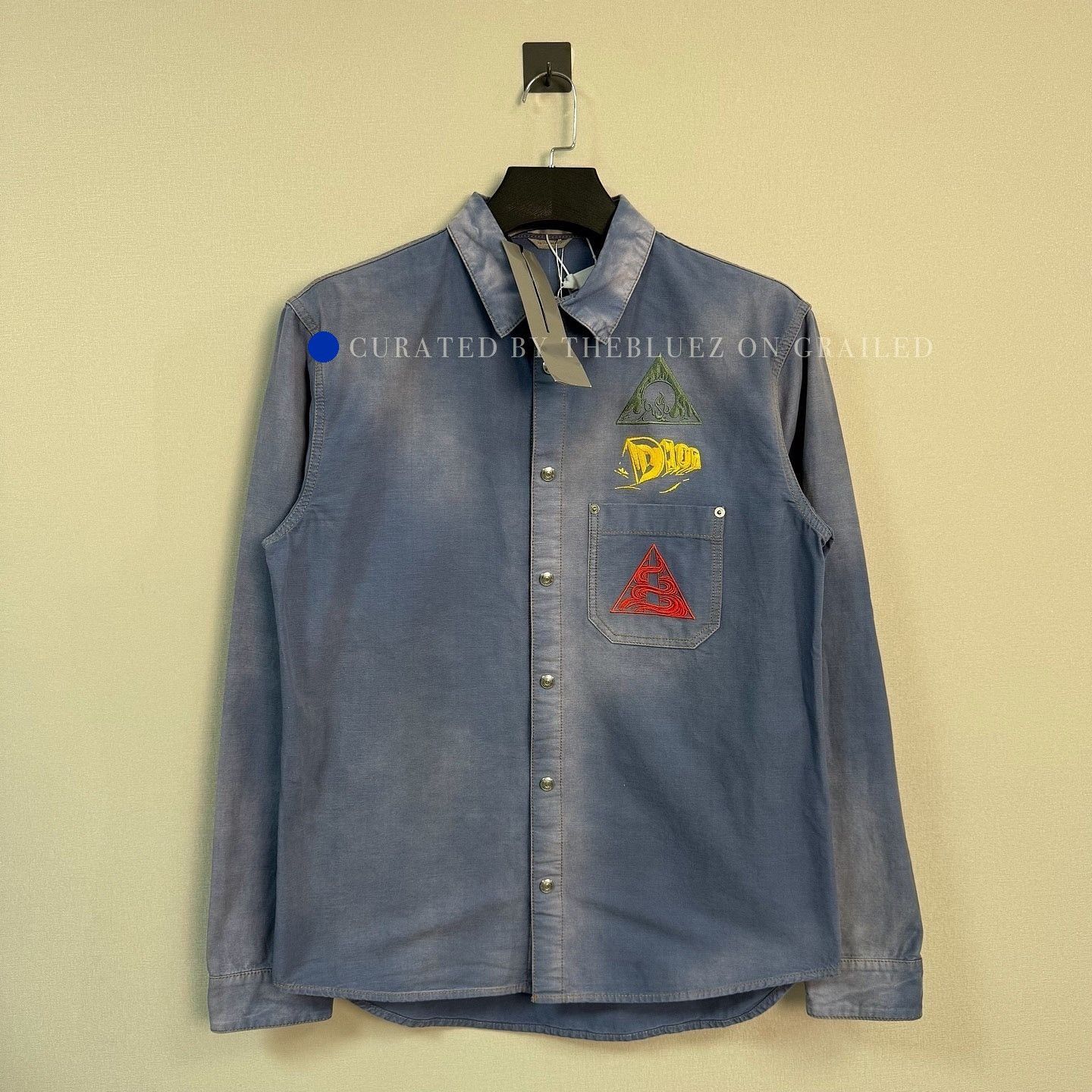 Dior Embroidered Patch Blue Button-Up Shirt Size US S / EU 44-46 / 1 - 1 Thumbnail
