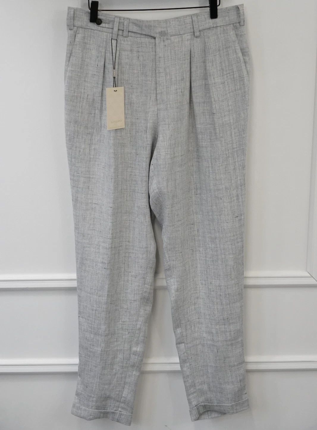 Suitsupply Men Suitsupply Pants Grey 100% Pure Linen Size UK/US38 Size 38R - 1 Thumbnail