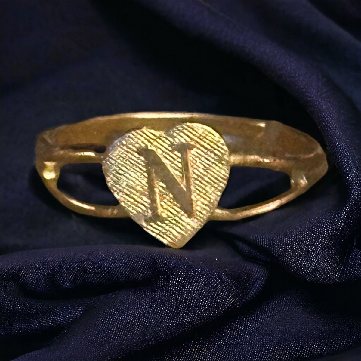 Vintage Vintage letter N heart shaped adjustable ring Size ONE SIZE - 1 Thumbnail