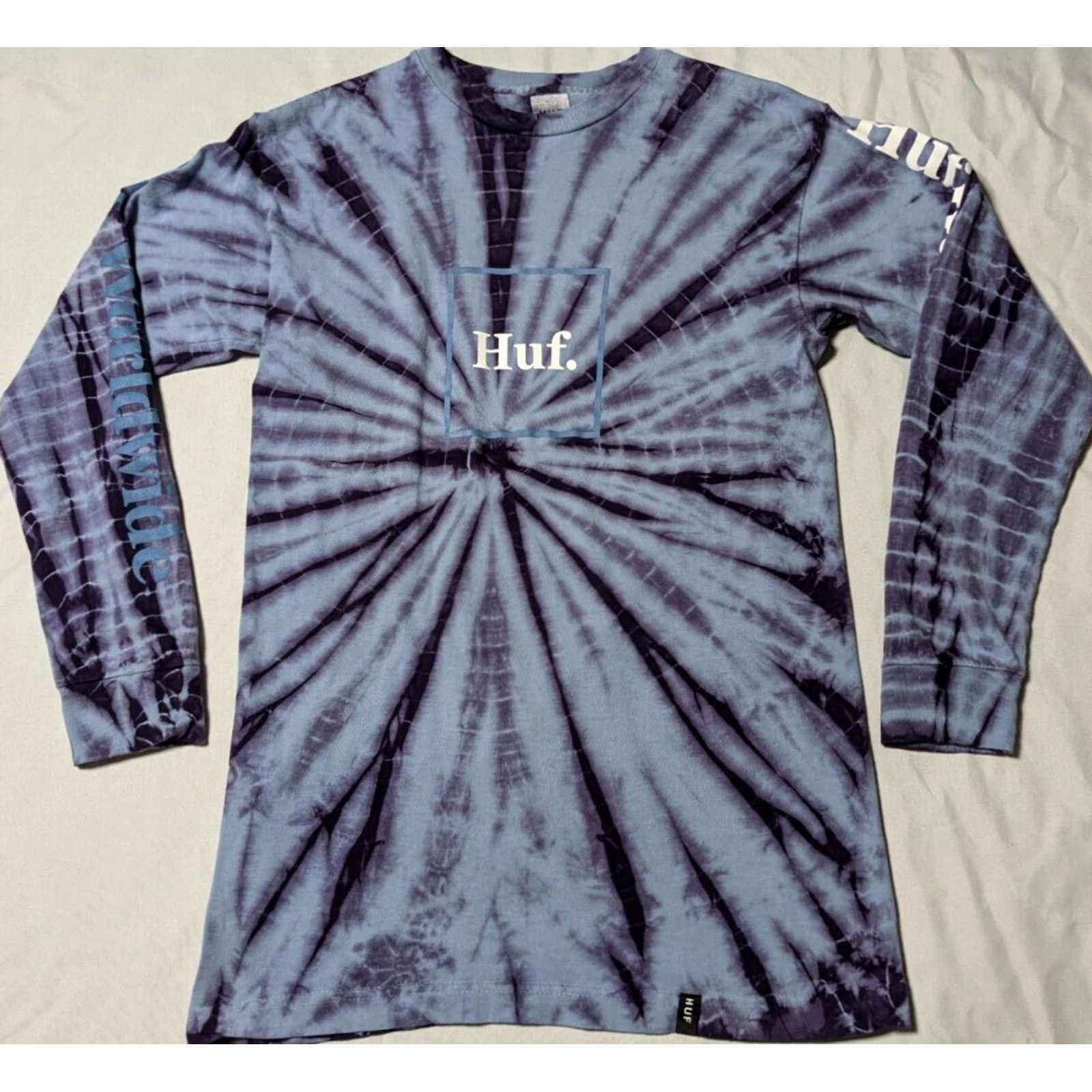 Huf HUF WORLDWIDE Men Small Blue Purple Tie Dye Cotton Long Sleeve T-Shirt Size US S / EU 44-46 / 1 - 3 Thumbnail