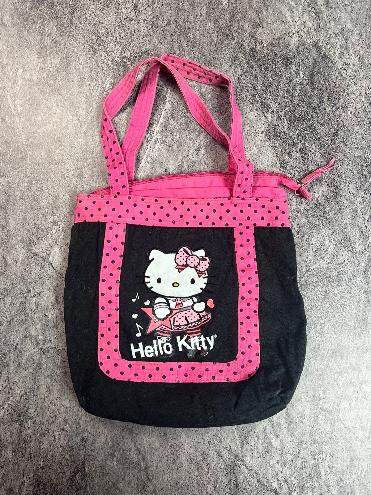 Pre-owned Cartoon Network Y2k Hello Kitty Sanrio Punk Rock Animal Cartoon Tote Bag In Black