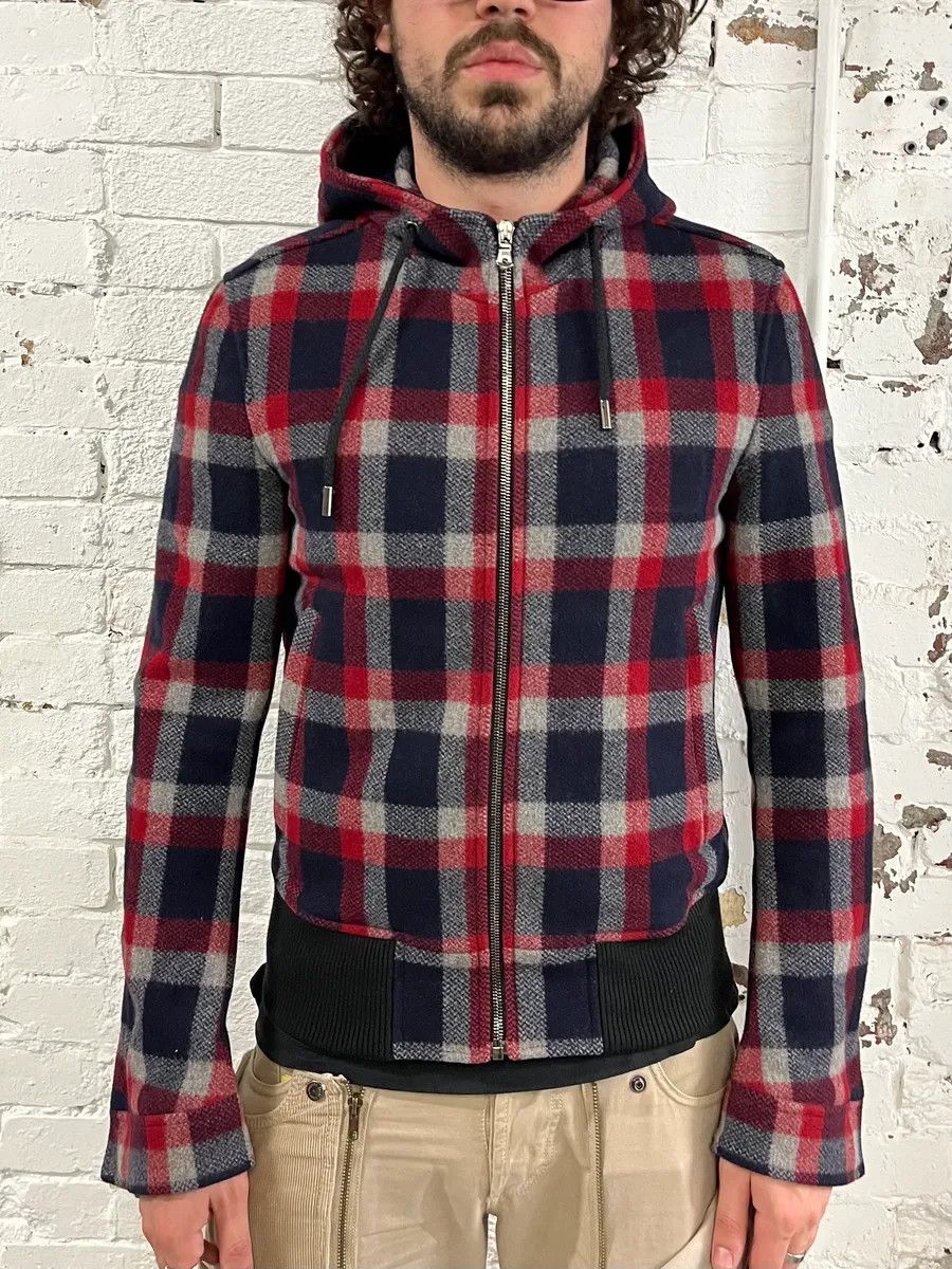 Dolce & Gabbana 2000s Dolce & Gabbana Red & Blue Tartan Hooded Jacket Size US S / EU 44-46 / 1 - 2 Thumbnail
